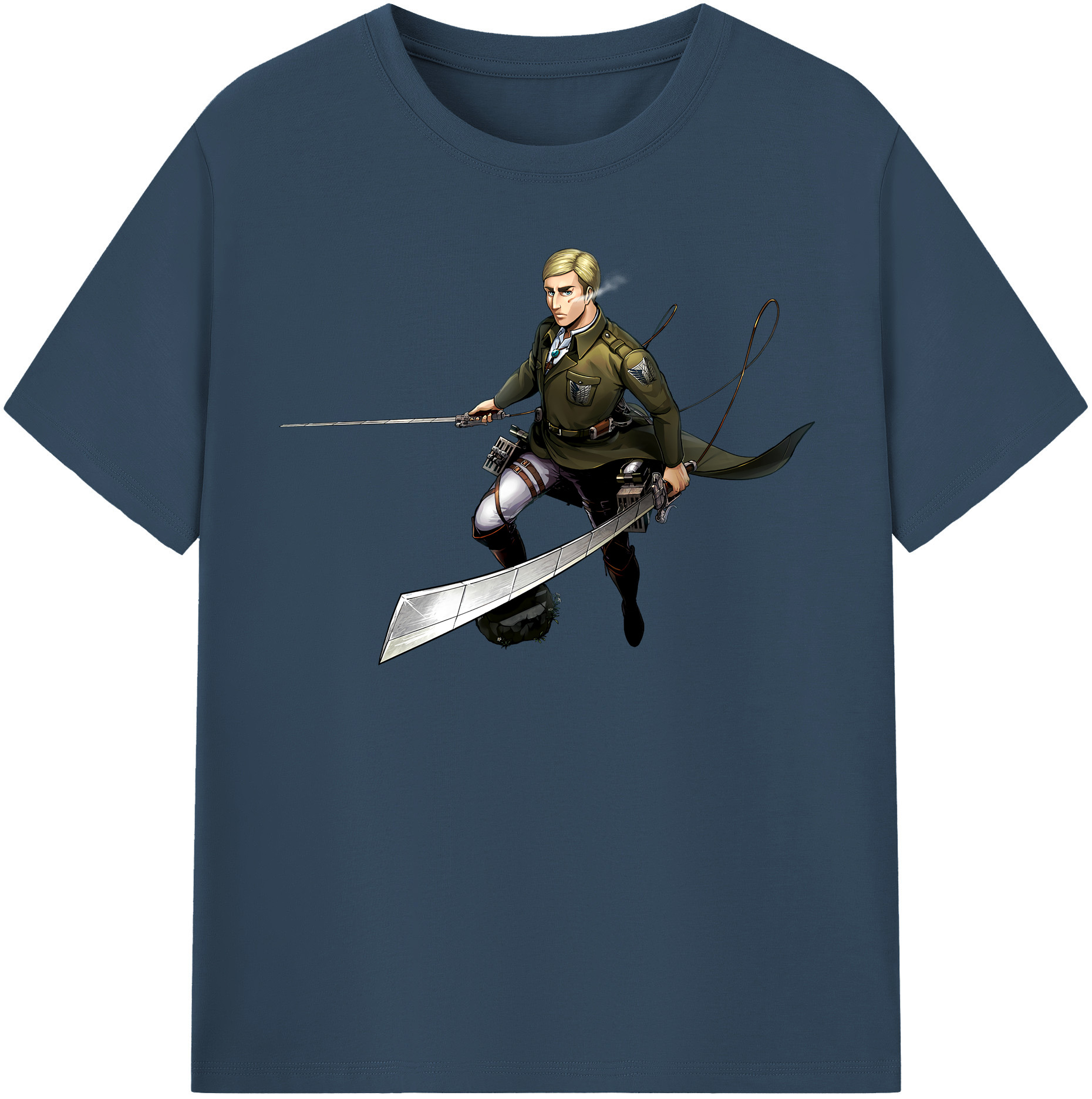 （画像用） 進撃の巨人 エルヴィン・スミス Attack on Titan Erwin Smith 綿100％半袖Tシャツ（フロントプリント）