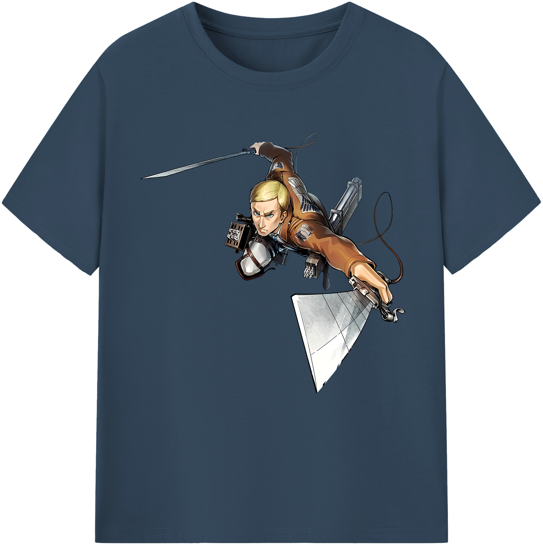 （画像用） 進撃の巨人 エルヴィン・スミス Attack on Titan Erwin Smith 綿100％半袖Tシャツ（フロントプリント）
