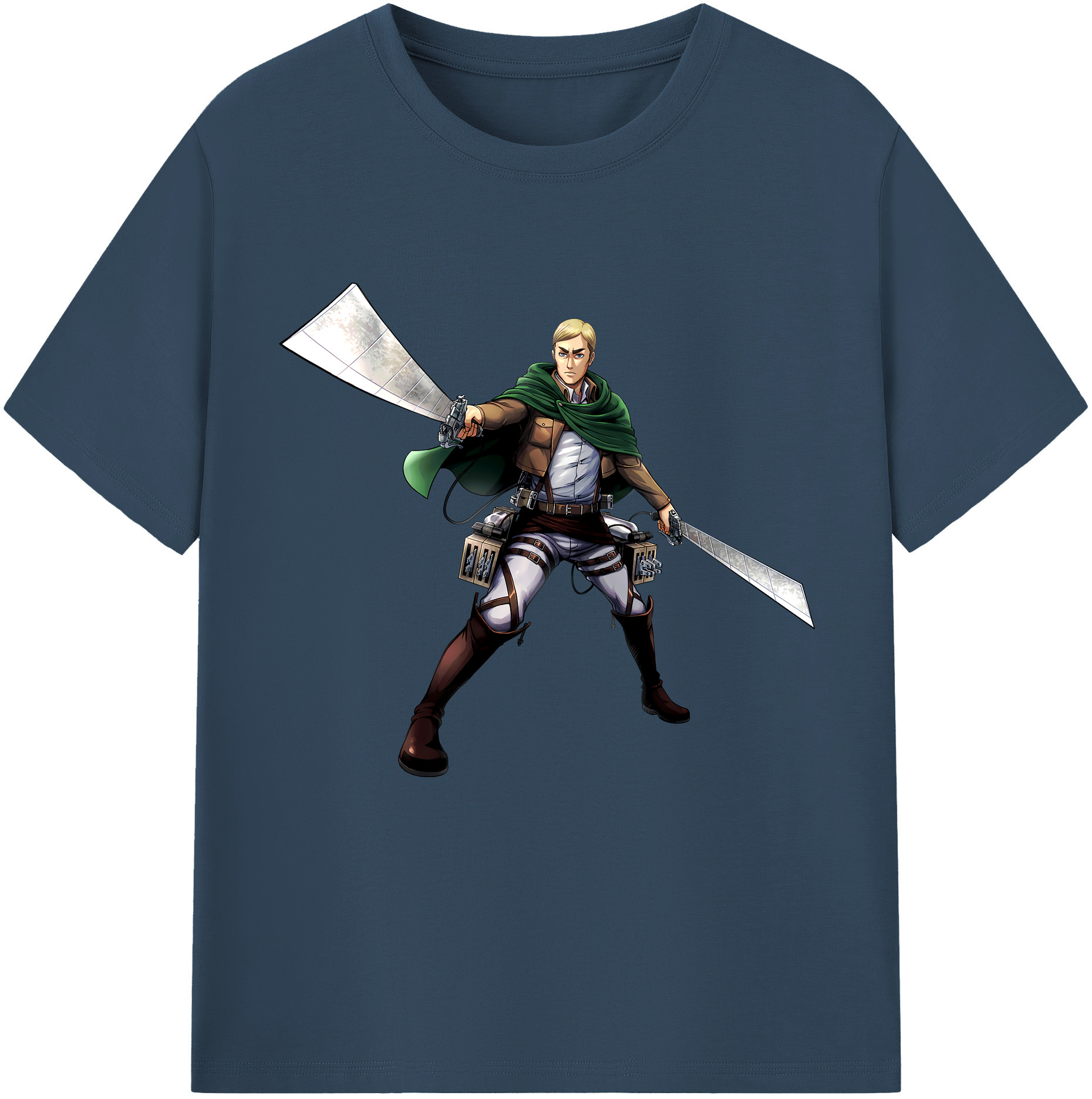 （画像用） 進撃の巨人 エルヴィン・スミス Attack on Titan Erwin Smith 綿100％半袖Tシャツ（フロントプリント）