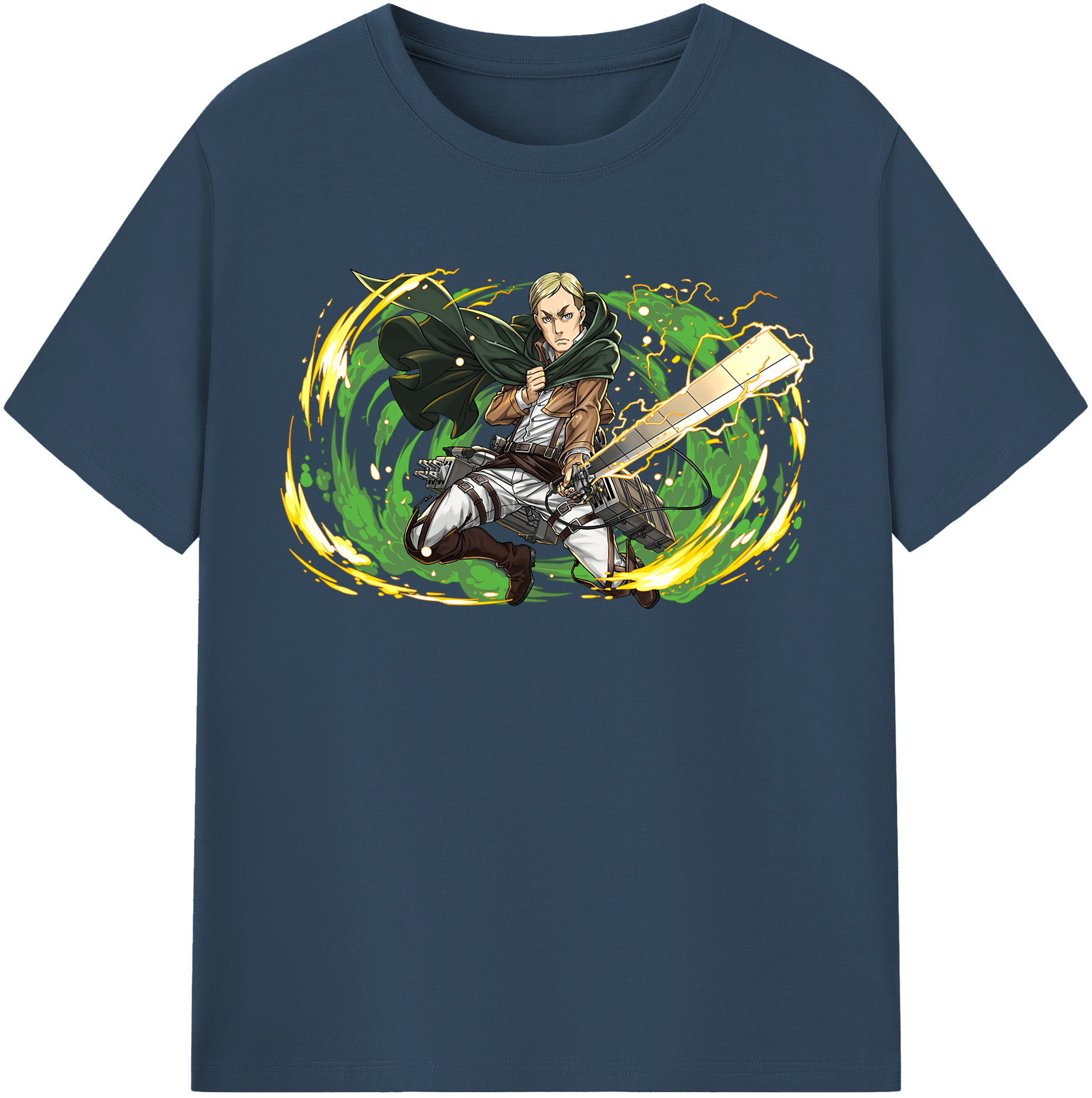 （画像用） 進撃の巨人 エルヴィン・スミス Attack on Titan Erwin Smith 綿100％半袖Tシャツ（フロントプリント）