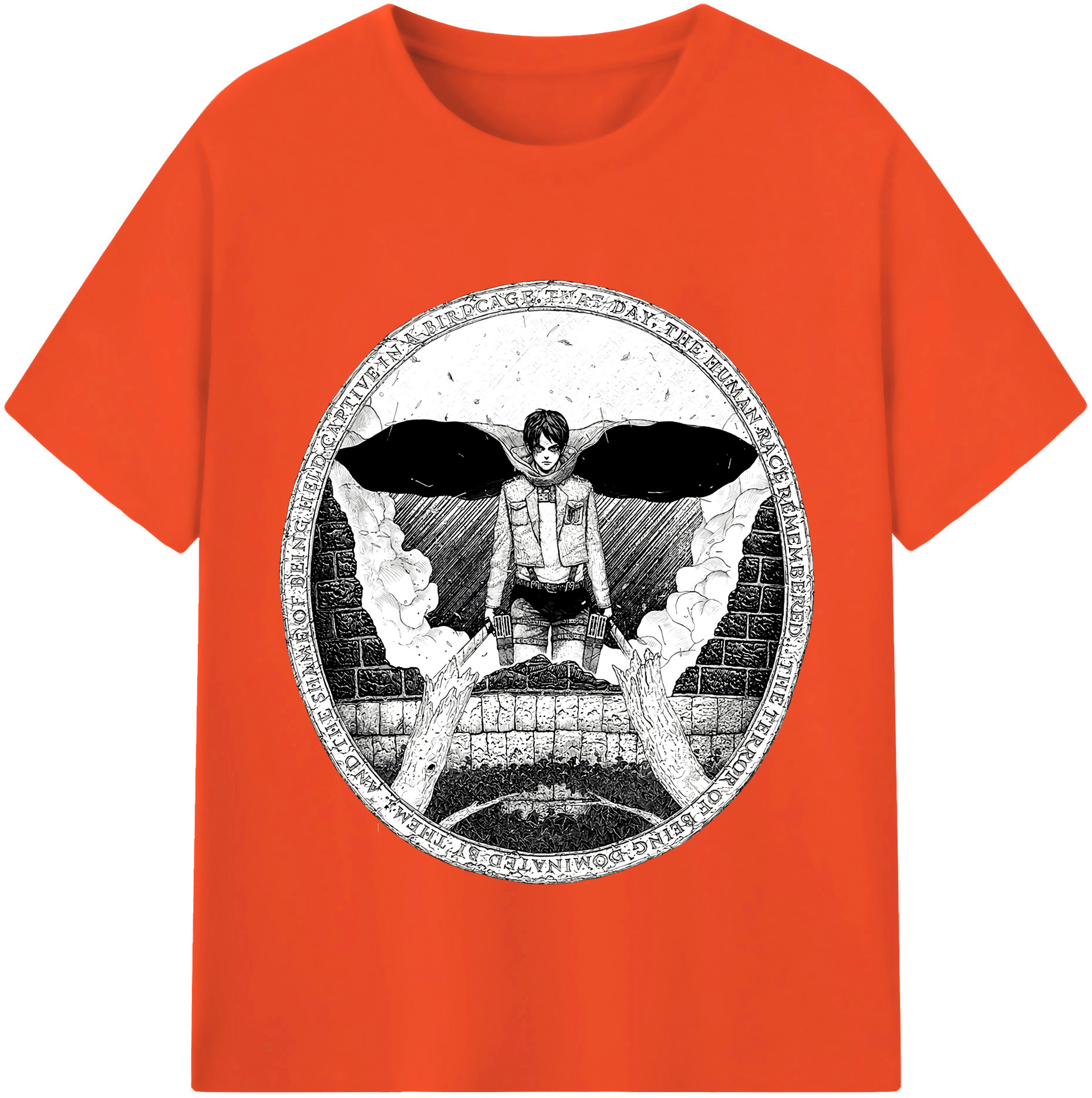 （画像用） 進撃の巨人 エレン･イェーガー Attack on Titan Eren Jäger 綿100％半袖Tシャツ（フロントプリント）