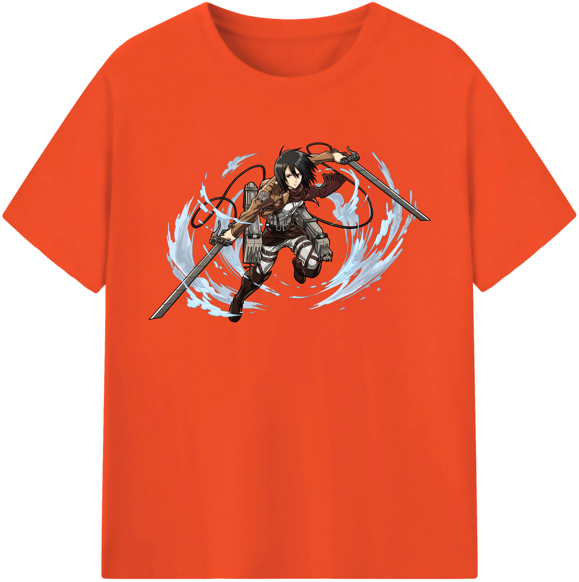 （画像用） 進撃の巨人 ミカサ·アッカーマン Attack on Titan Mikasa Ackerman 綿100％半袖Tシャツ（フロントプリント）