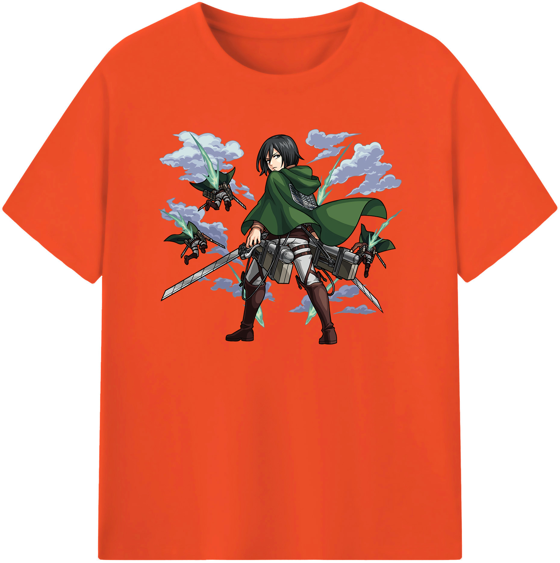 （画像用） 進撃の巨人 ミカサ·アッカーマン Attack on Titan Mikasa Ackerman 綿100％半袖Tシャツ（フロントプリント）