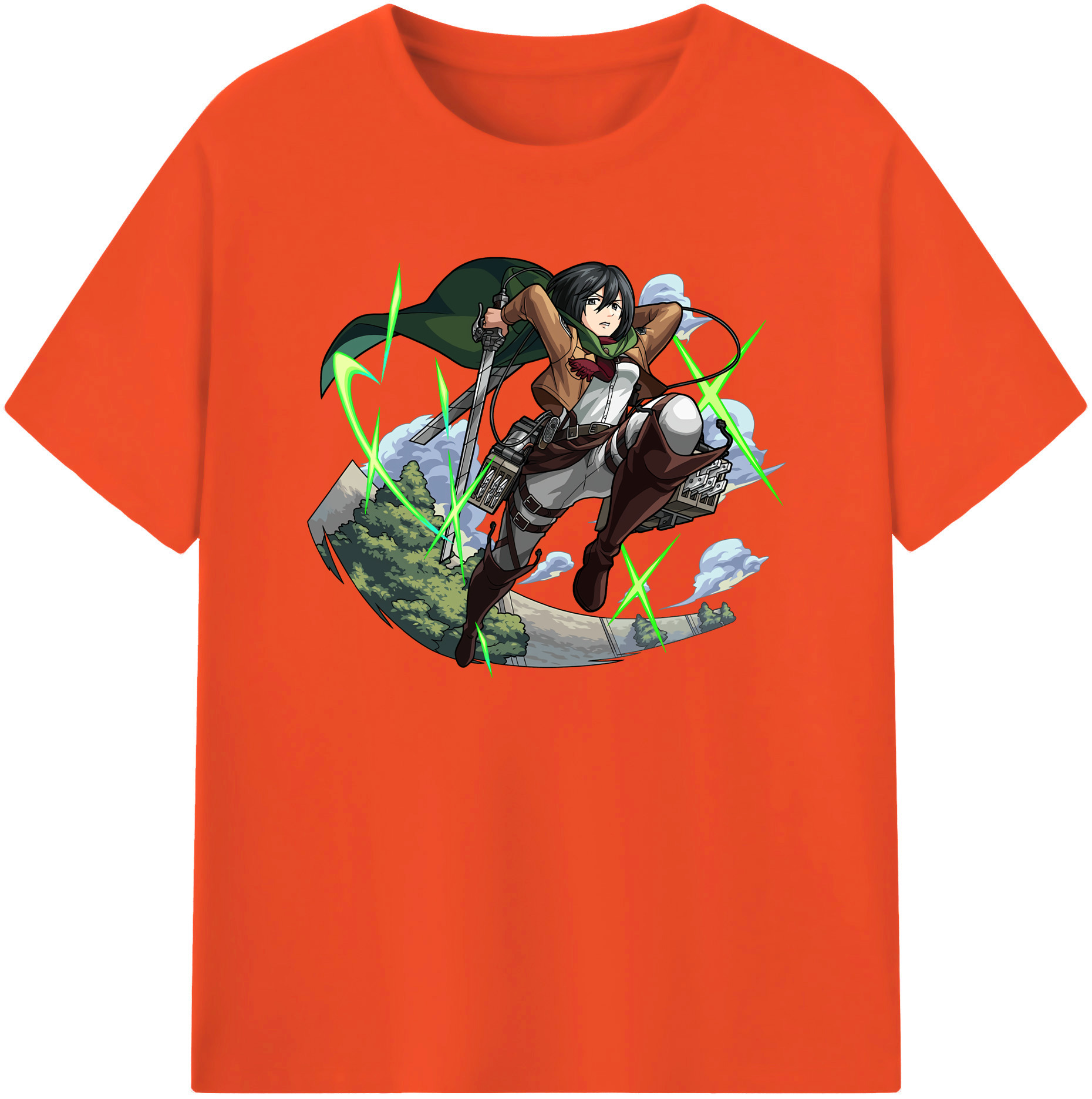 （画像用） 進撃の巨人 ミカサ·アッカーマン Attack on Titan Mikasa Ackerman 綿100％半袖Tシャツ（フロントプリント）