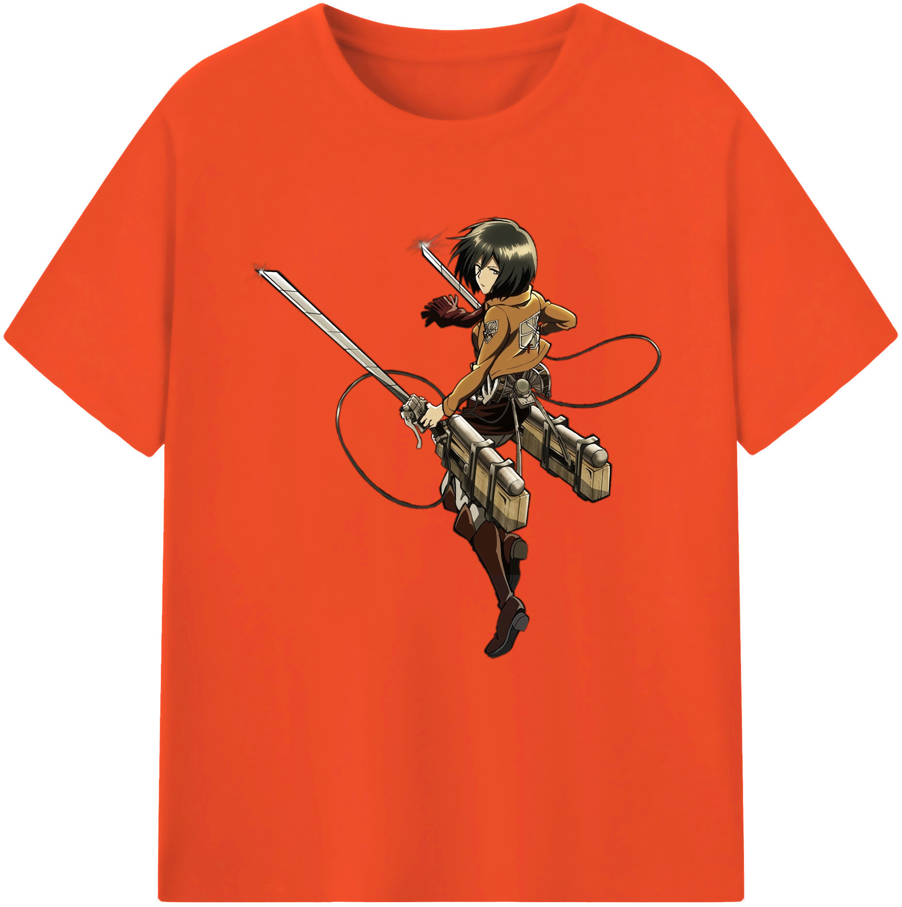 （画像用） 進撃の巨人 ミカサ·アッカーマン Attack on Titan Mikasa Ackerman 綿100％半袖Tシャツ（フロントプリント）