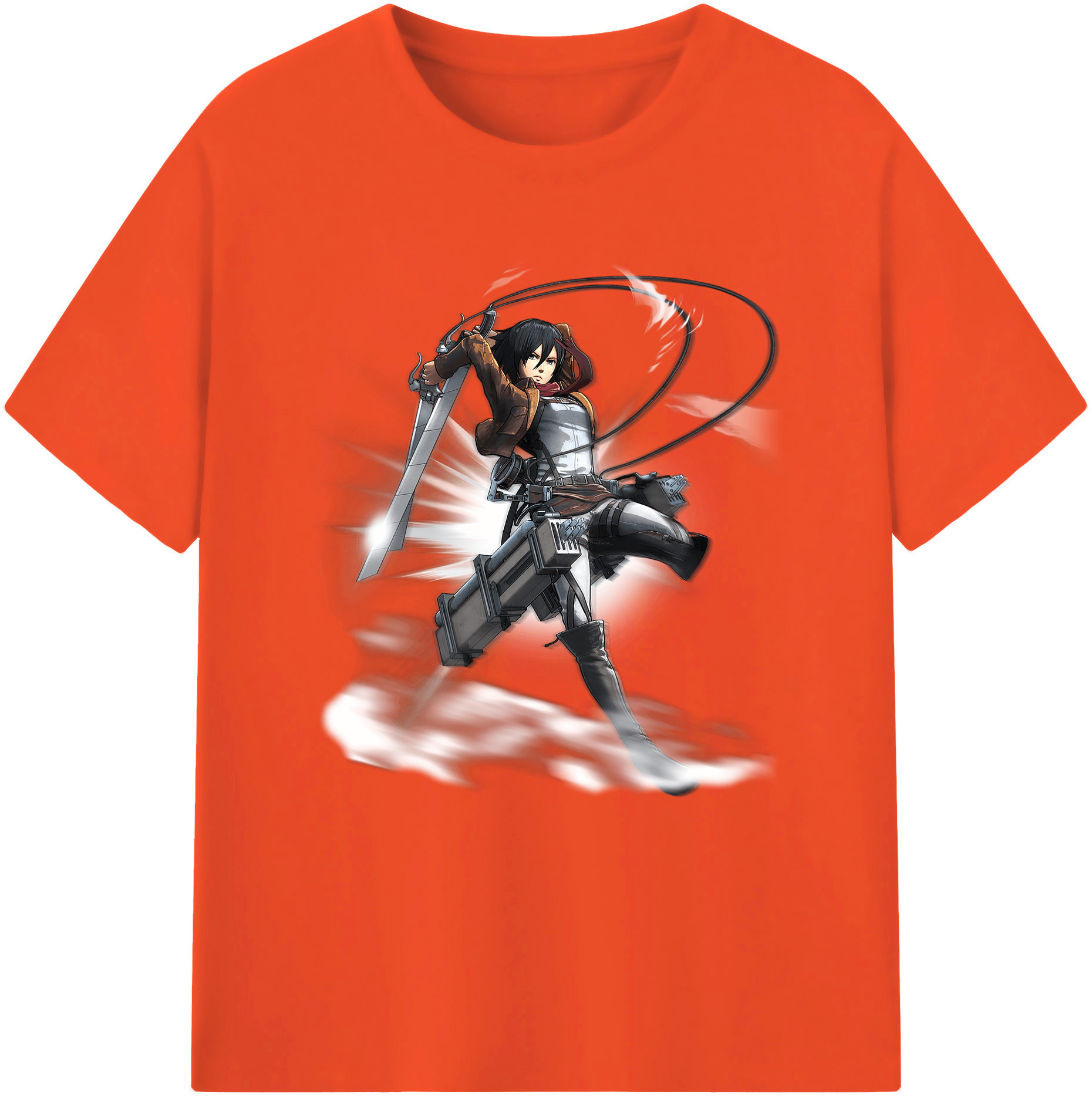 （画像用） 進撃の巨人 ミカサ·アッカーマン Attack on Titan Mikasa Ackerman 綿100％半袖Tシャツ（フロントプリント）