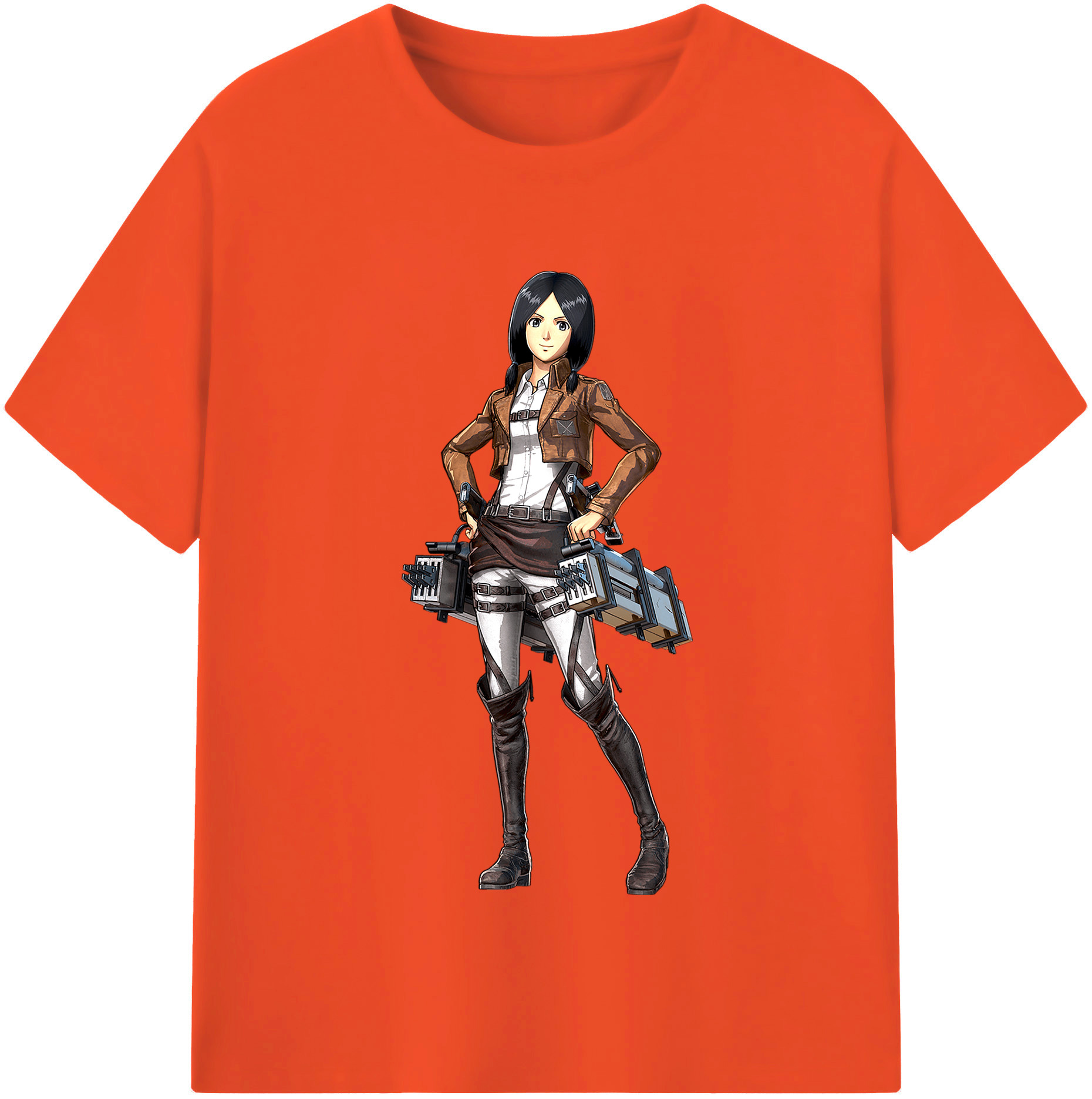 （画像用） 進撃の巨人 ミカサ·アッカーマン Attack on Titan Mikasa Ackerman 綿100％半袖Tシャツ（フロントプリント）