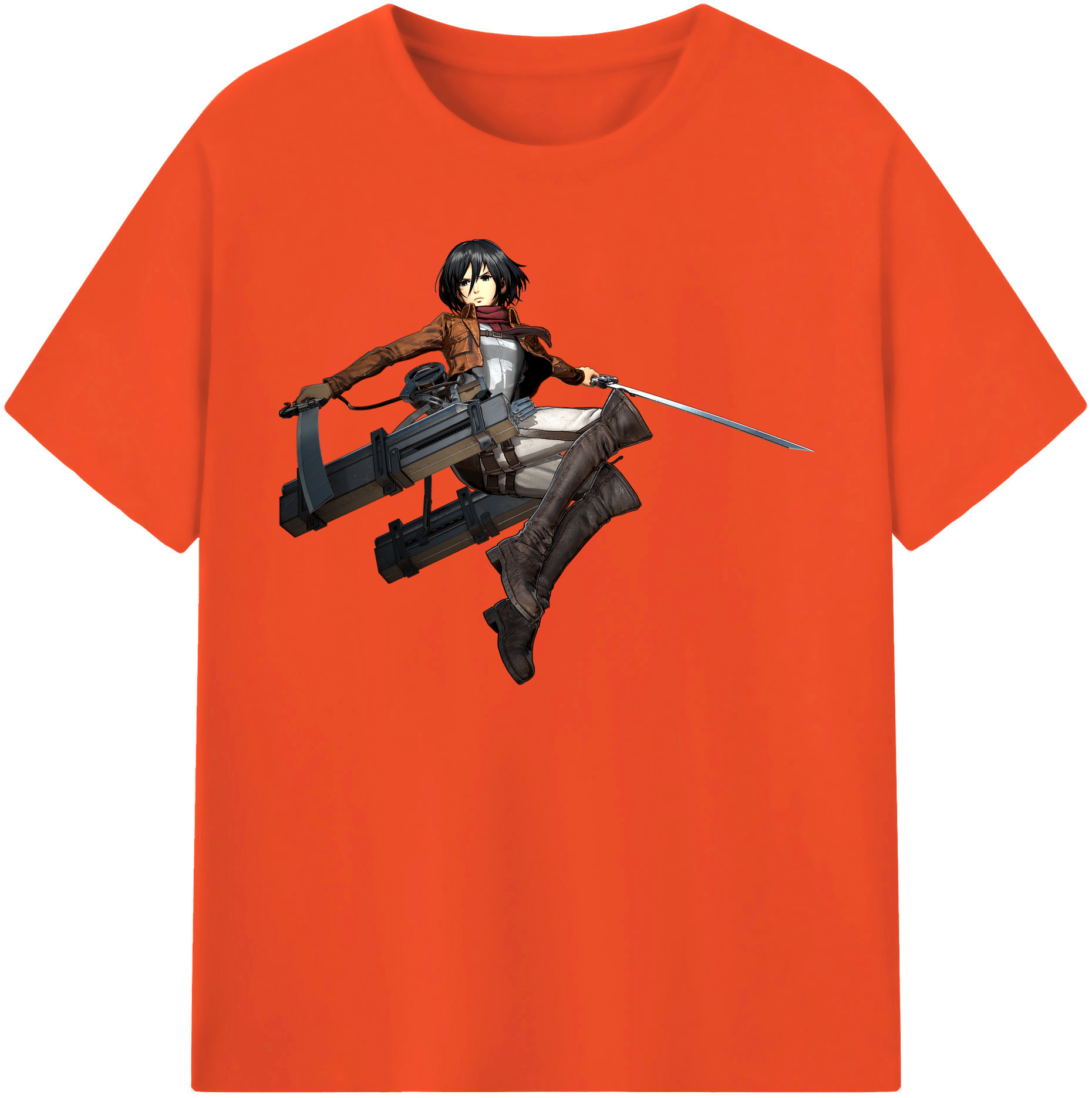 （画像用） 進撃の巨人 ミカサ·アッカーマン Attack on Titan Mikasa Ackerman 綿100％半袖Tシャツ（フロントプリント）