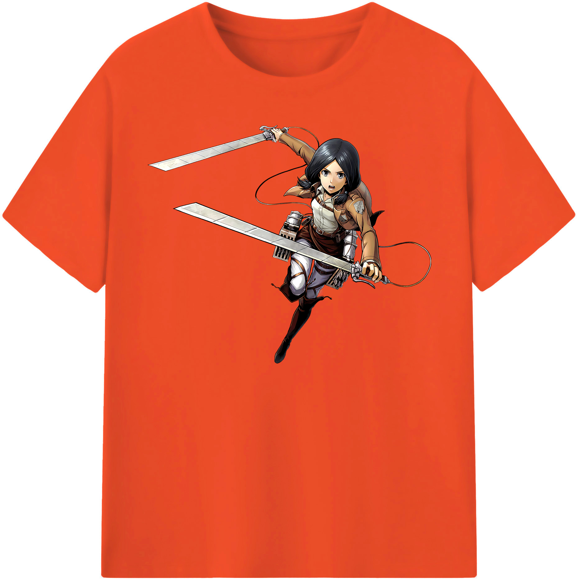 （画像用） 進撃の巨人 ミカサ·アッカーマン Attack on Titan Mikasa Ackerman 綿100％半袖Tシャツ（フロントプリント）