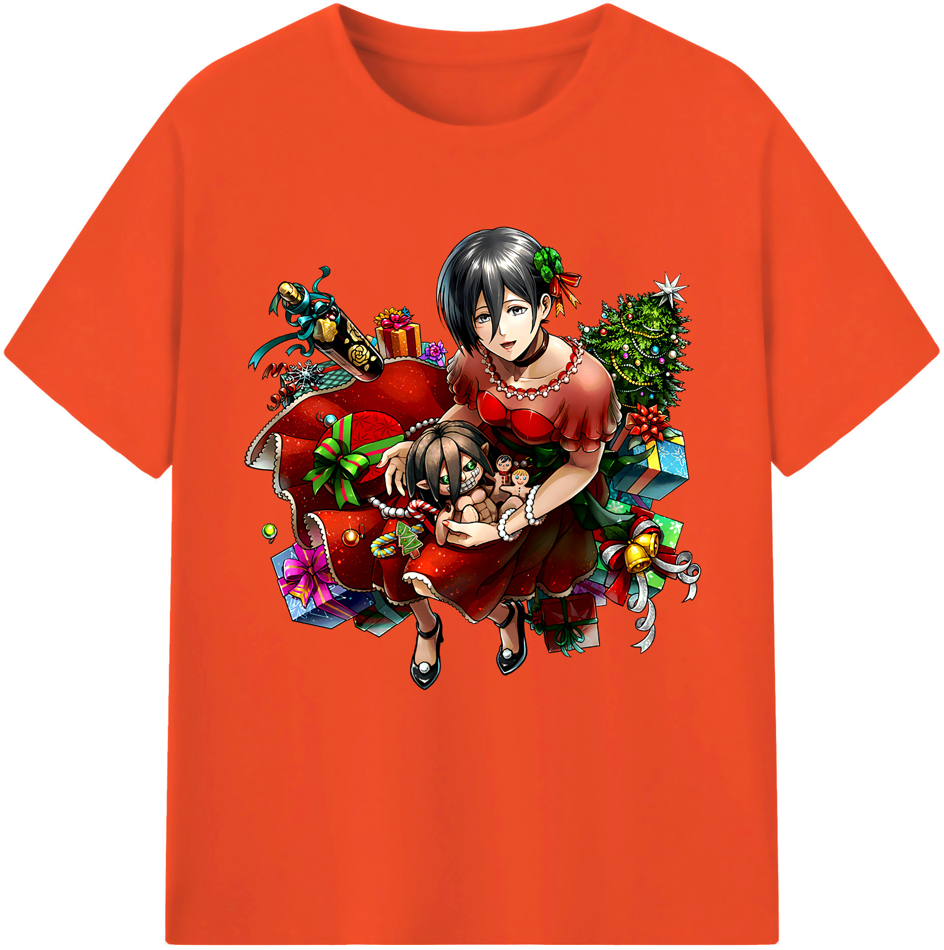 （画像用） 進撃の巨人 ミカサ·アッカーマン Attack on Titan Mikasa Ackerman 綿100％半袖Tシャツ（フロントプリント）