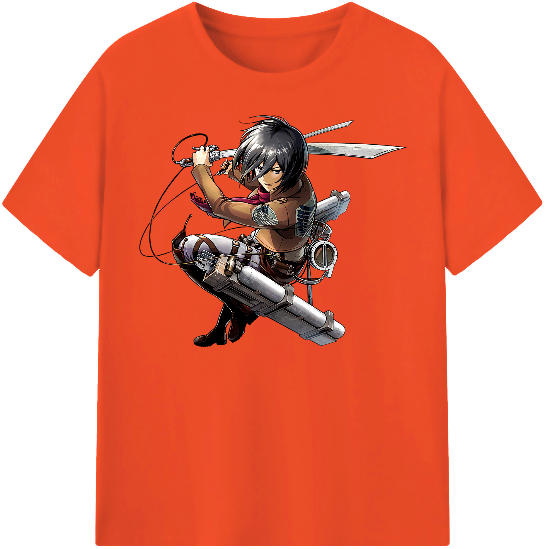 （画像用） 進撃の巨人 ミカサ·アッカーマン Attack on Titan Mikasa Ackerman 綿100％半袖Tシャツ（フロントプリント）