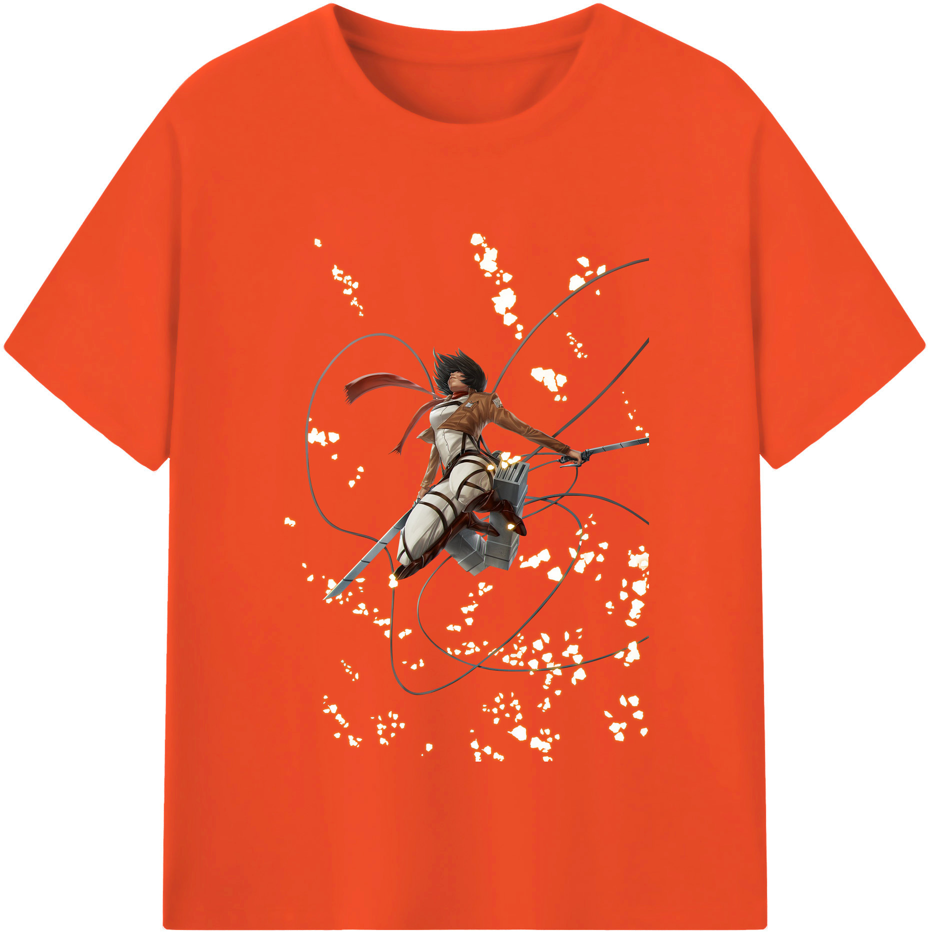 （画像用） 進撃の巨人 ミカサ·アッカーマン Attack on Titan Mikasa Ackerman 綿100％半袖Tシャツ（フロントプリント）