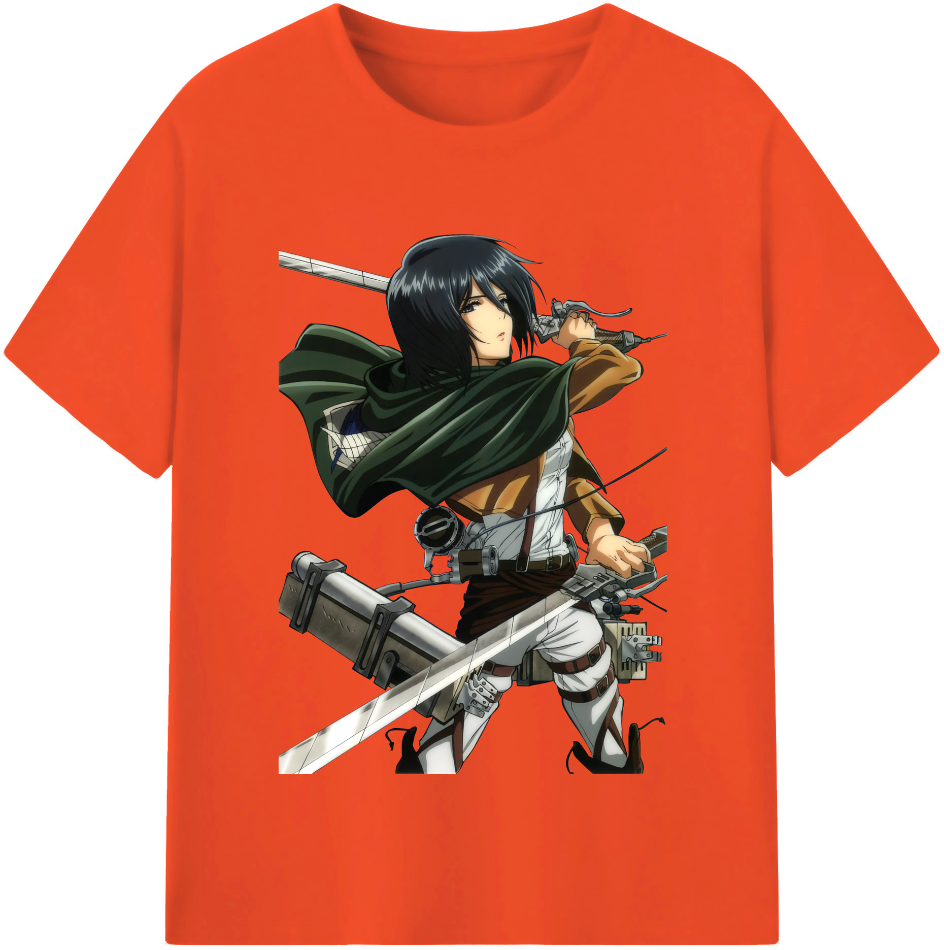 （画像用） 進撃の巨人 ミカサ·アッカーマン Attack on Titan Mikasa Ackerman 綿100％半袖Tシャツ（フロントプリント）