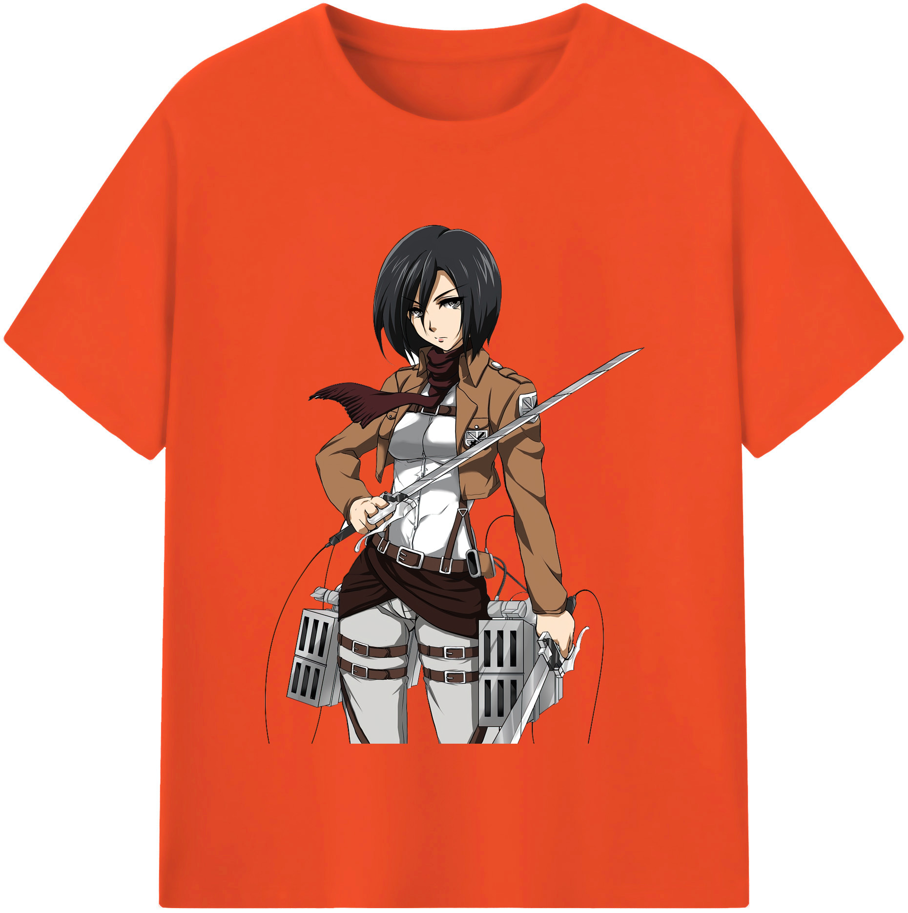 （画像用） 進撃の巨人 ミカサ·アッカーマン Attack on Titan Mikasa Ackerman 綿100％半袖Tシャツ（フロントプリント）