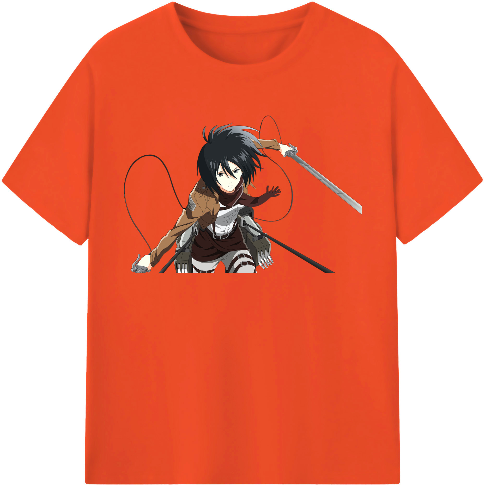 （画像用） 進撃の巨人 ミカサ·アッカーマン Attack on Titan Mikasa Ackerman 綿100％半袖Tシャツ（フロントプリント）