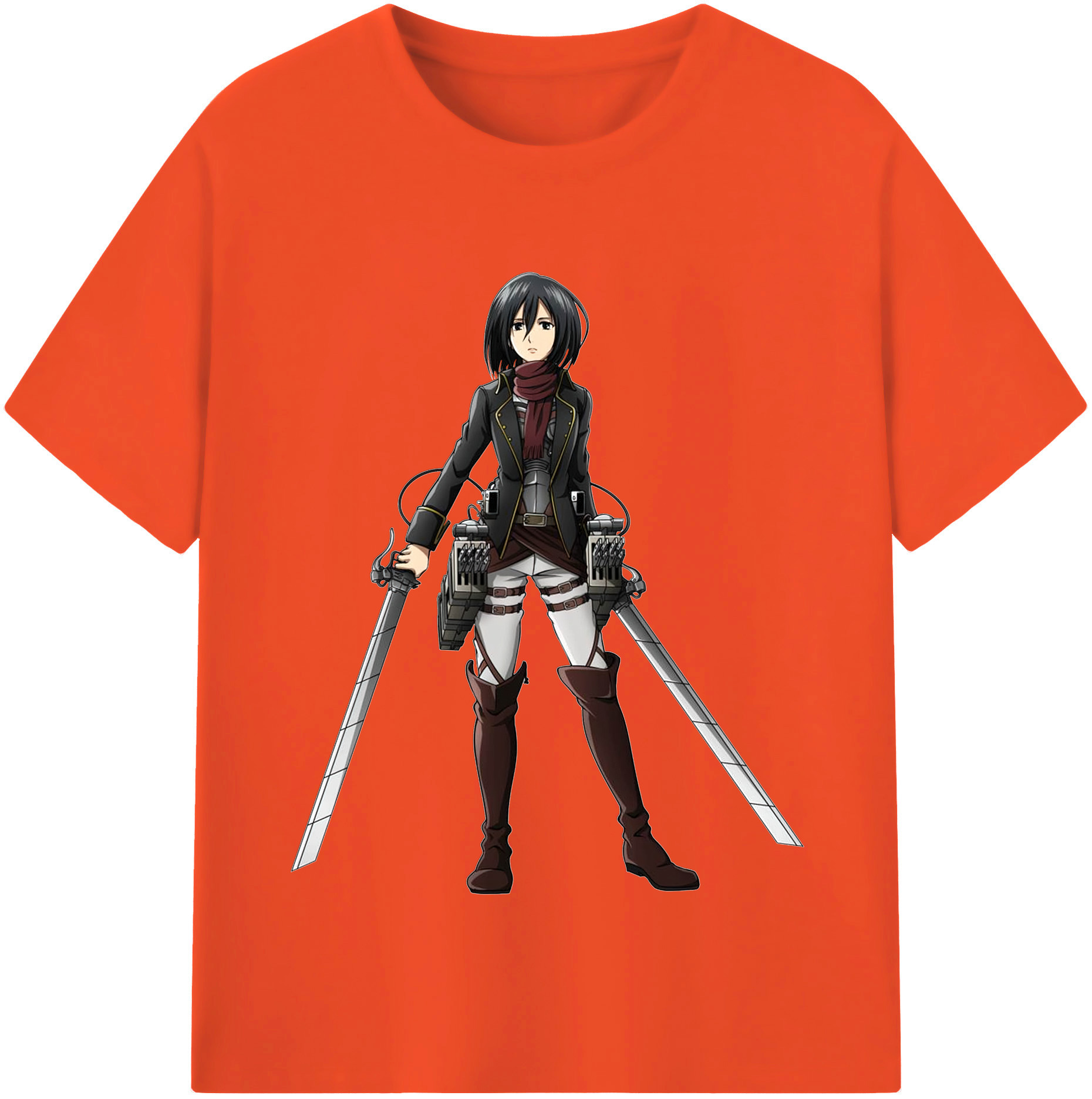（画像用） 進撃の巨人 ミカサ·アッカーマン Attack on Titan Mikasa Ackerman 綿100％半袖Tシャツ（フロントプリント）