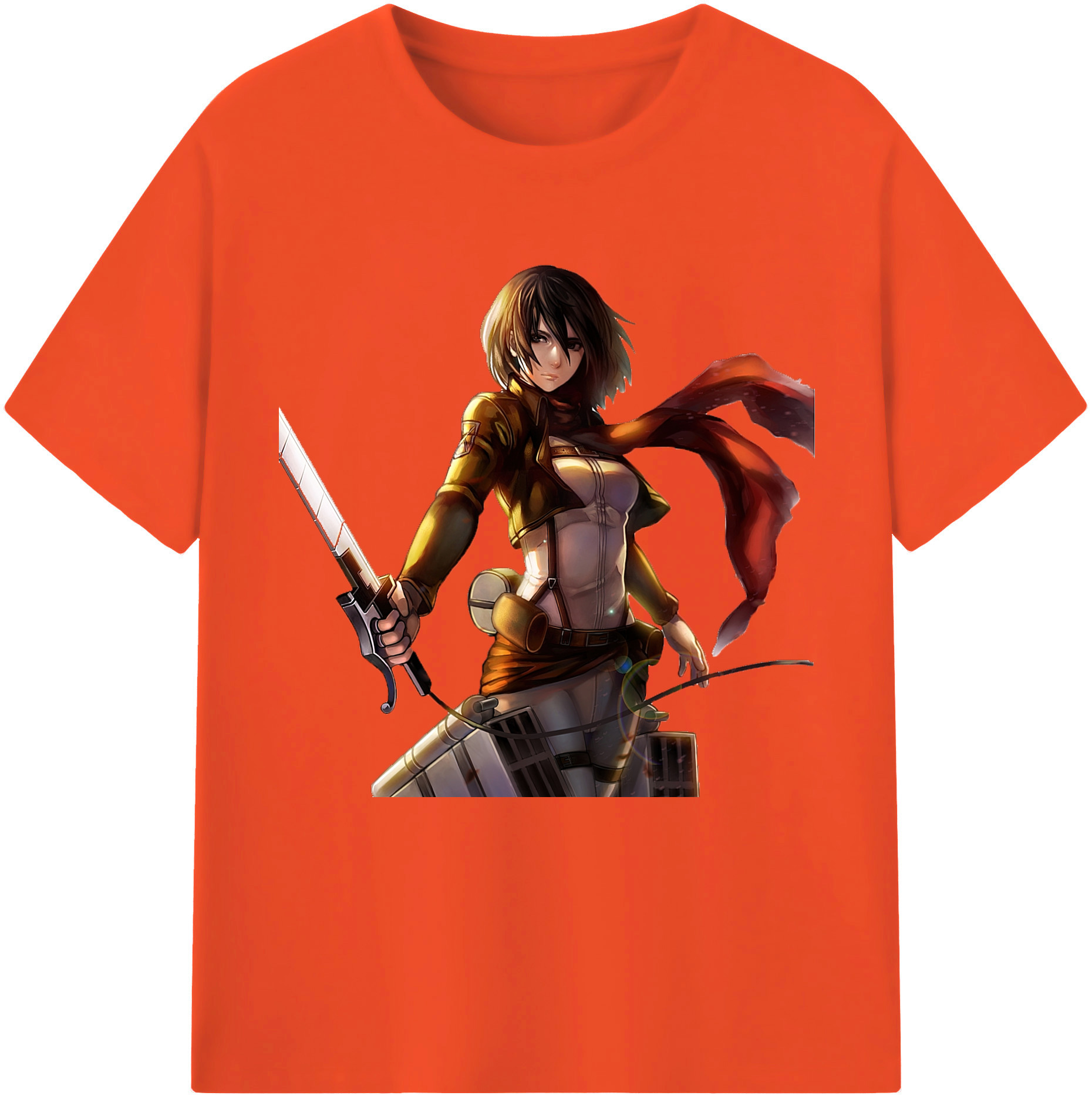 （画像用） 進撃の巨人 ミカサ·アッカーマン Attack on Titan Mikasa Ackerman 綿100％半袖Tシャツ（フロントプリント）