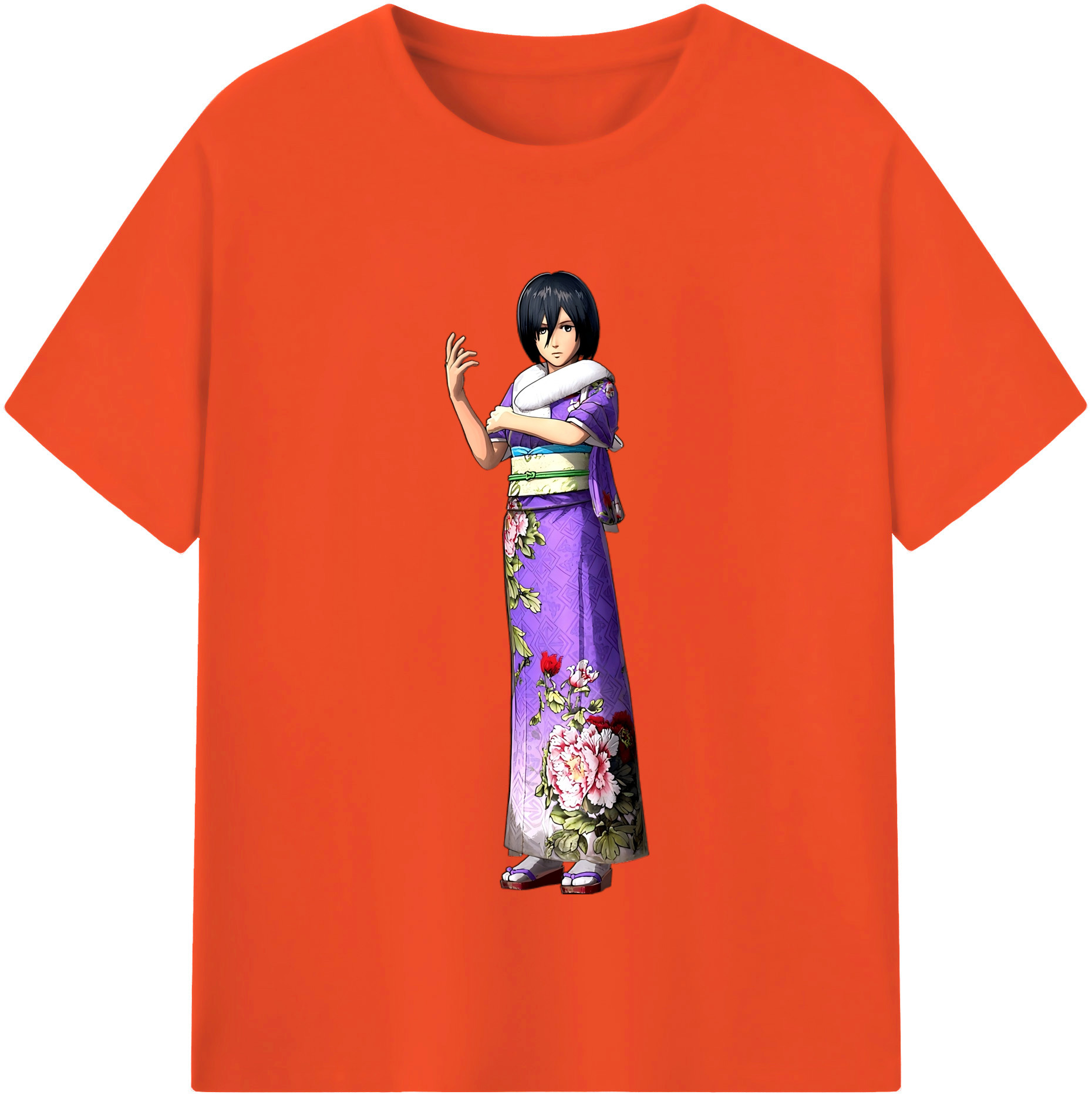 （画像用） 進撃の巨人 ミカサ·アッカーマン Attack on Titan Mikasa Ackerman 綿100％半袖Tシャツ（フロントプリント）
