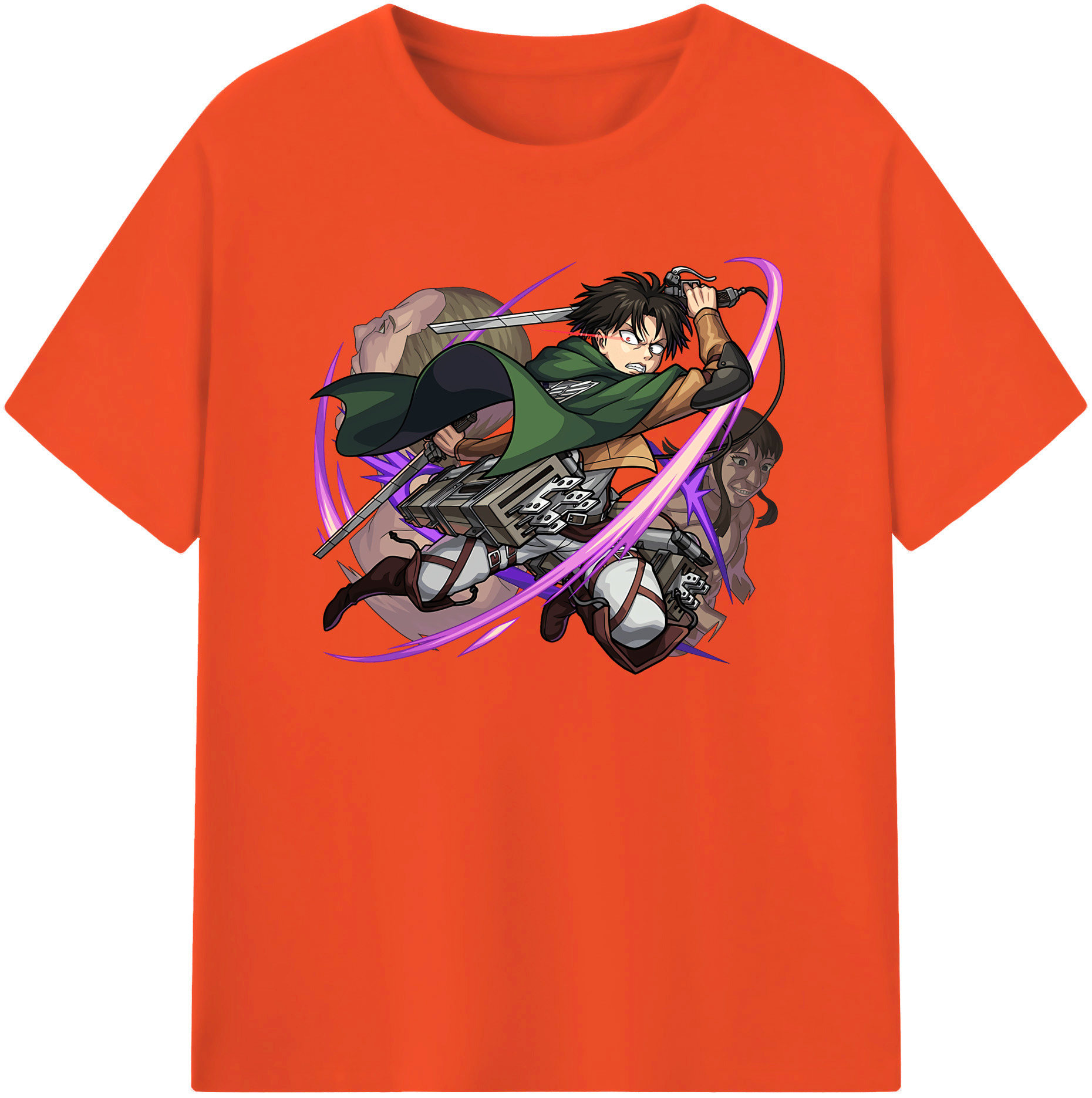 （画像用） 進撃の巨人 リヴァイ·アッカーマン Attack on Titan Levi Ackerman 綿100％半袖Tシャツ（フロントプリント）
