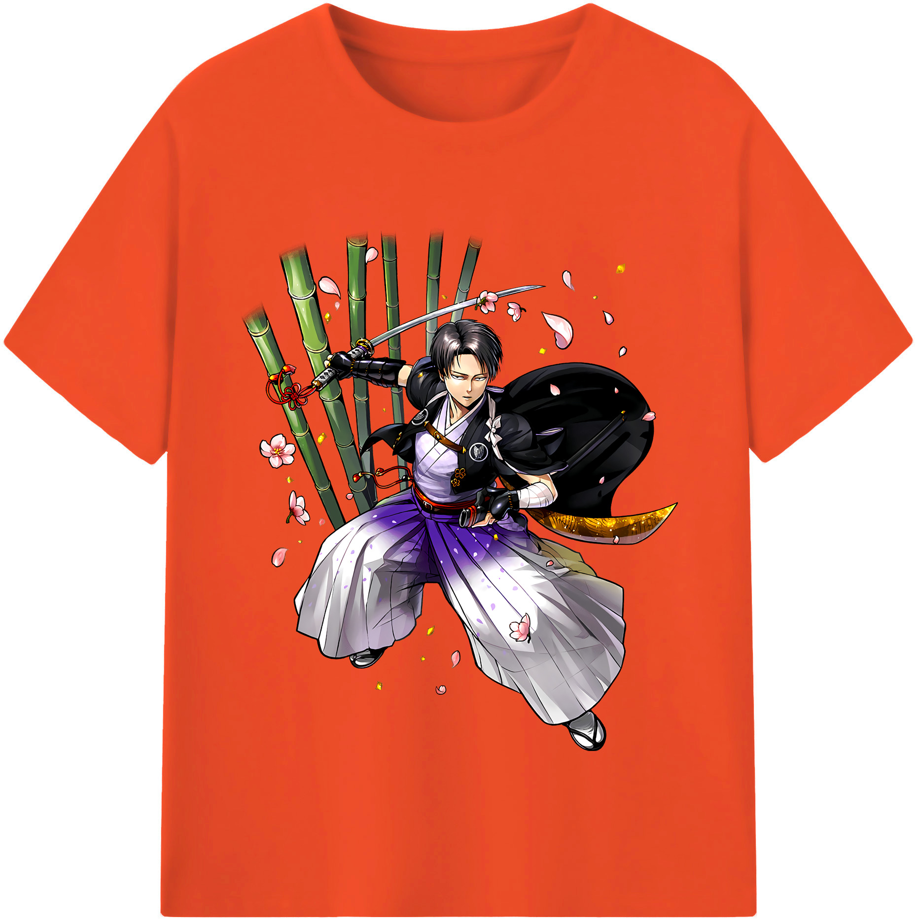 （画像用） 進撃の巨人 リヴァイ·アッカーマン Attack on Titan Levi Ackerman 綿100％半袖Tシャツ（フロントプリント）