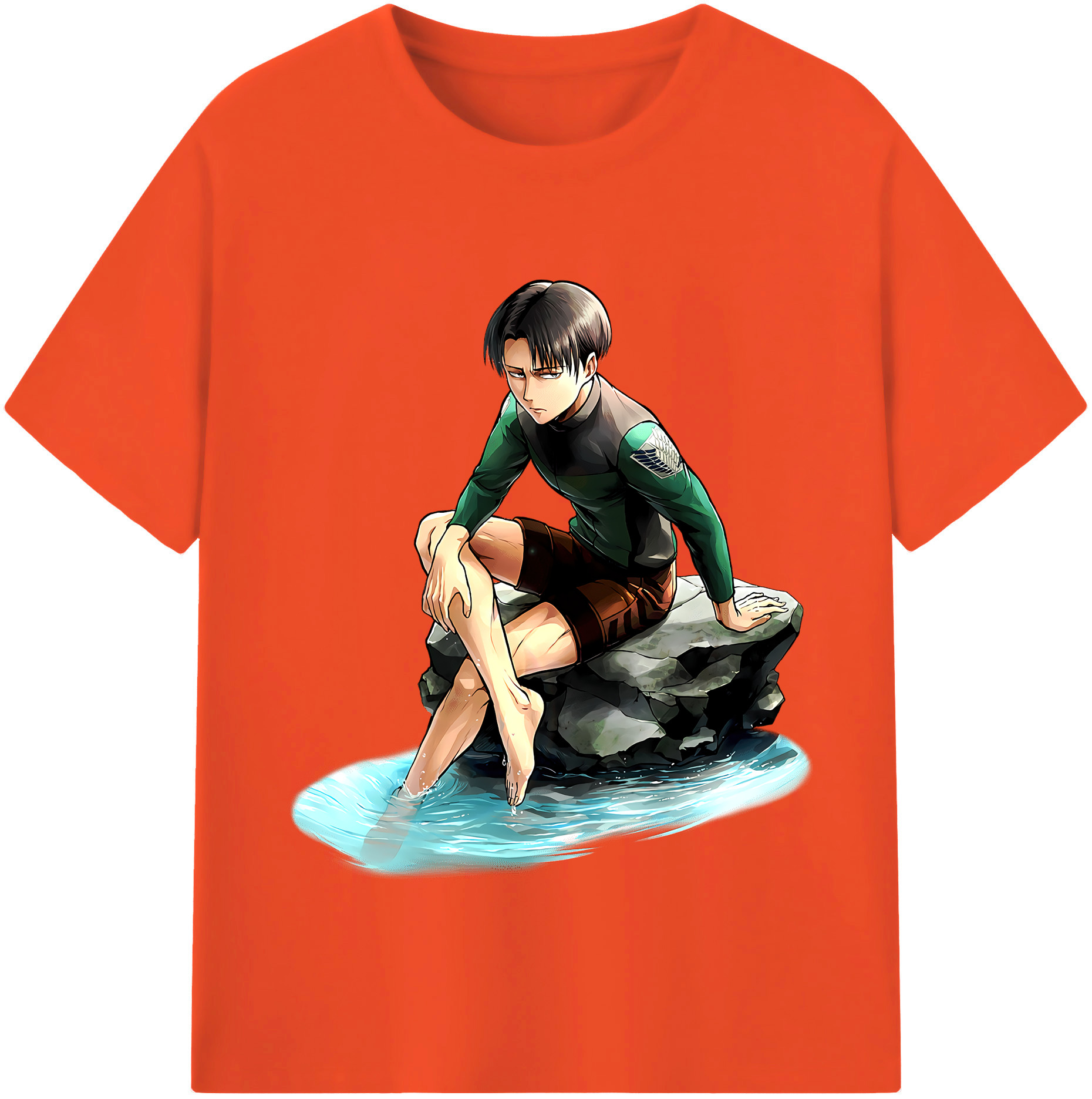 （画像用） 進撃の巨人 リヴァイ·アッカーマン Attack on Titan Levi Ackerman 綿100％半袖Tシャツ（フロントプリント）