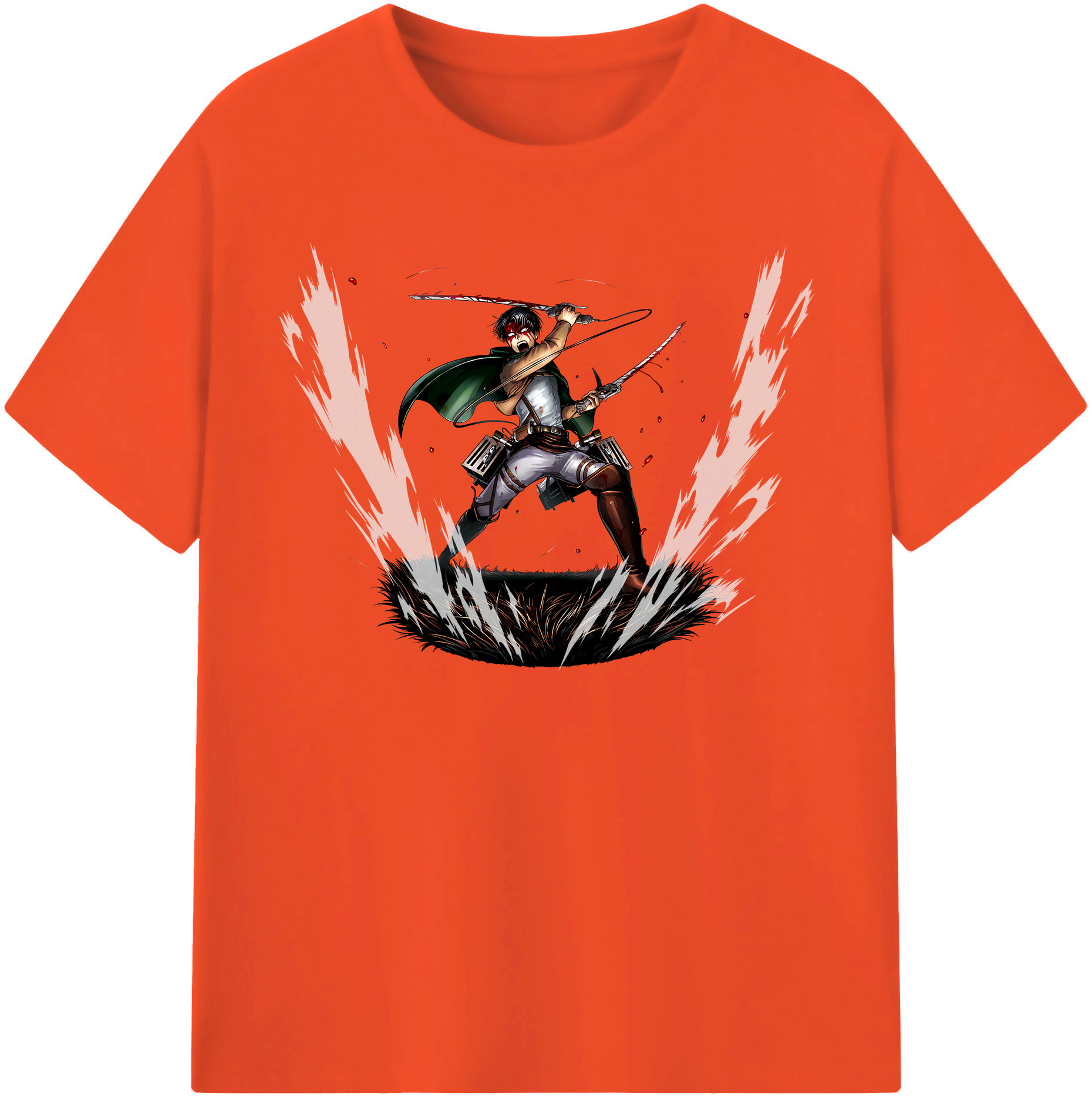 （画像用） 進撃の巨人 リヴァイ·アッカーマン Attack on Titan Levi Ackerman 綿100％半袖Tシャツ（フロントプリント）