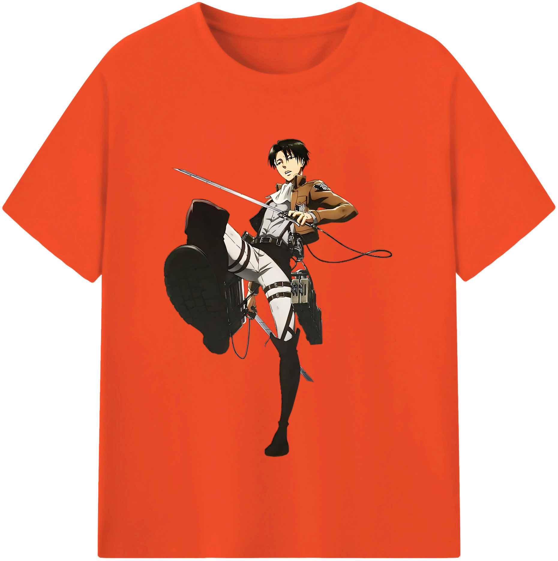 （画像用） 進撃の巨人 リヴァイ·アッカーマン Attack on Titan Levi Ackerman 綿100％半袖Tシャツ（フロントプリント）
