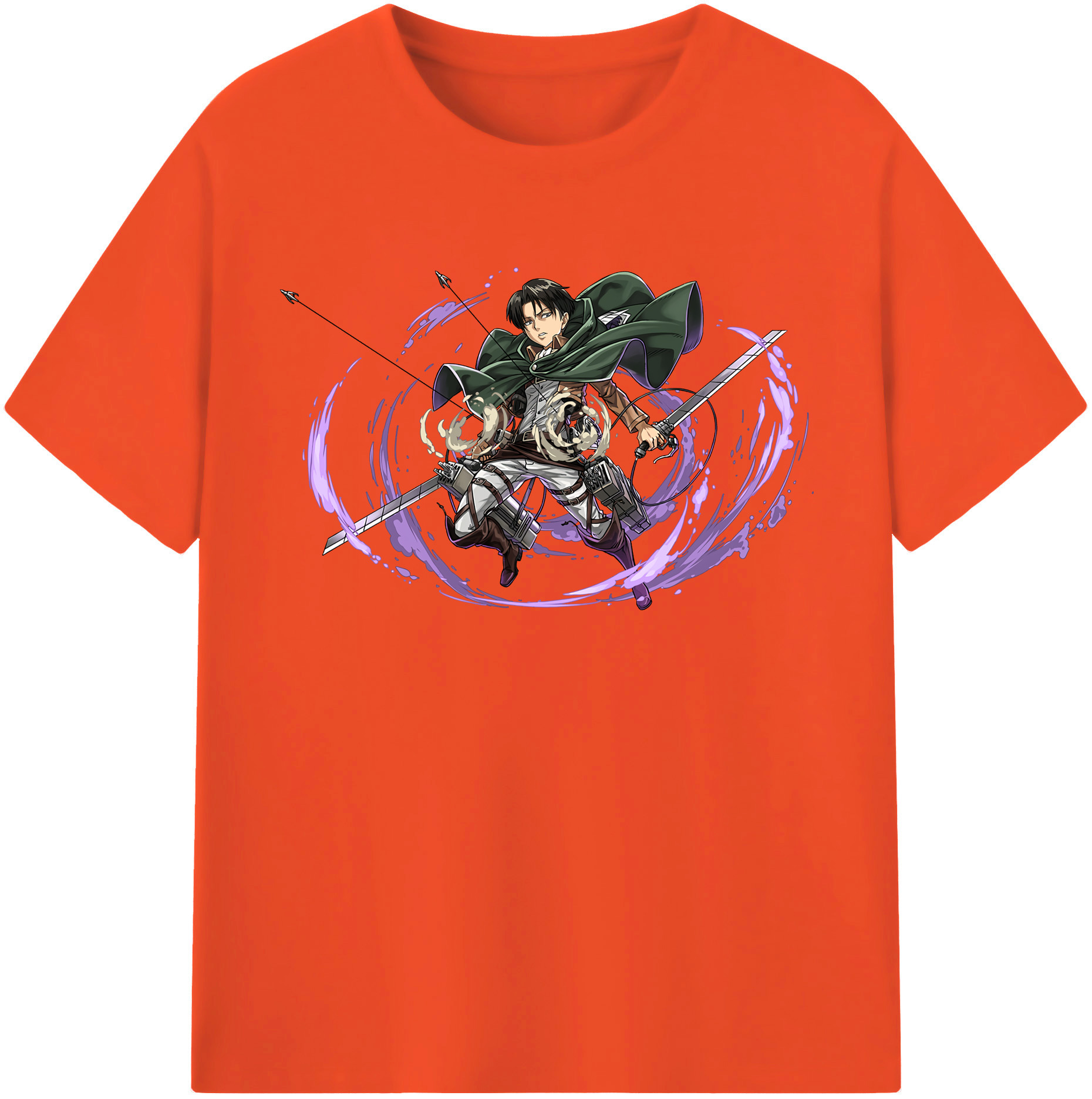 （画像用） 進撃の巨人 リヴァイ·アッカーマン Attack on Titan Levi Ackerman 綿100％半袖Tシャツ（フロントプリント）