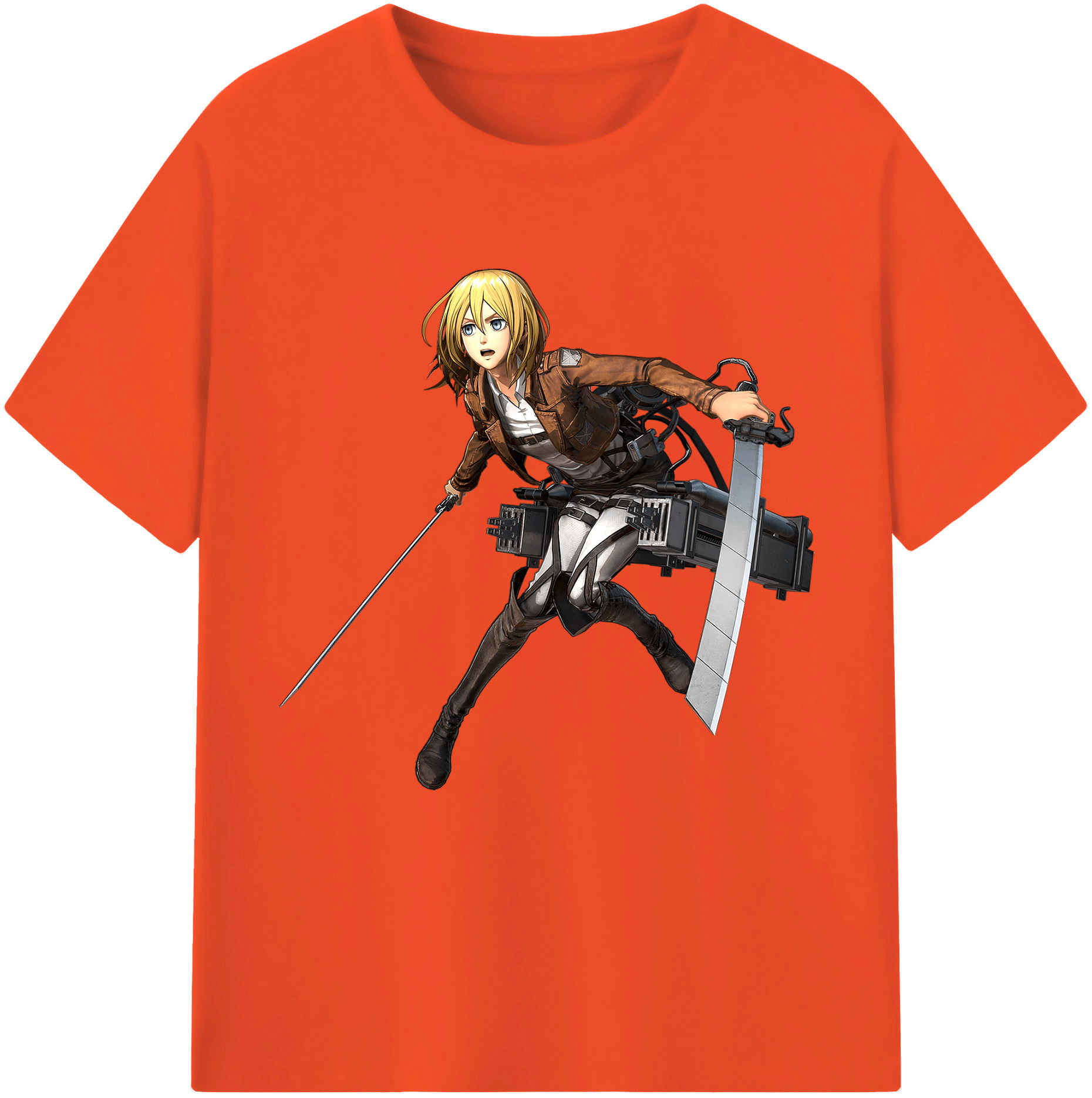 （画像用） 進撃の巨人 クリスタ·レンズ Attack on Titan Christa Lenz 綿100％半袖Tシャツ（フロントプリント）