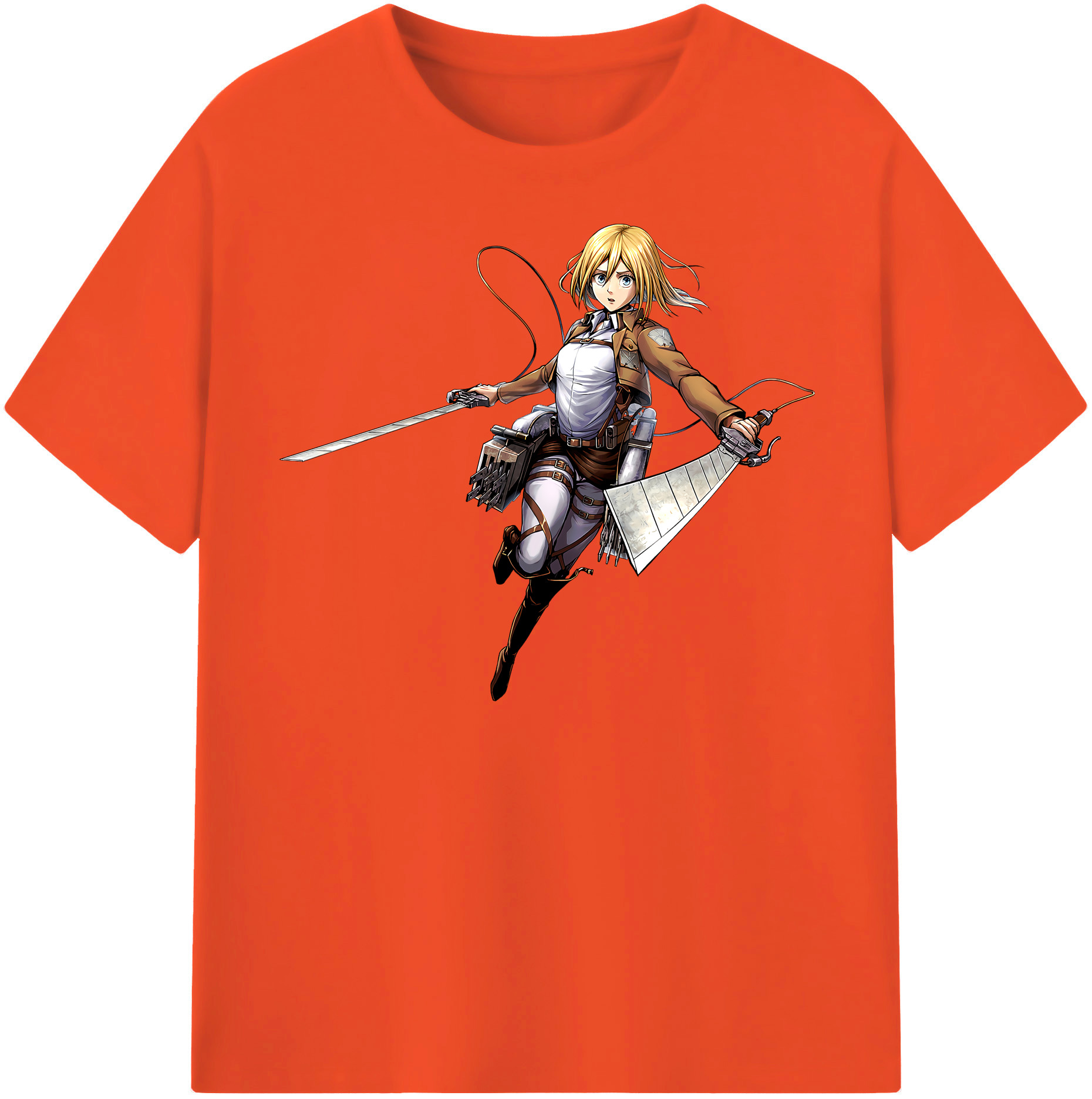 （画像用） 進撃の巨人 クリスタ·レンズ Attack on Titan Christa Lenz 綿100％半袖Tシャツ（フロントプリント）
