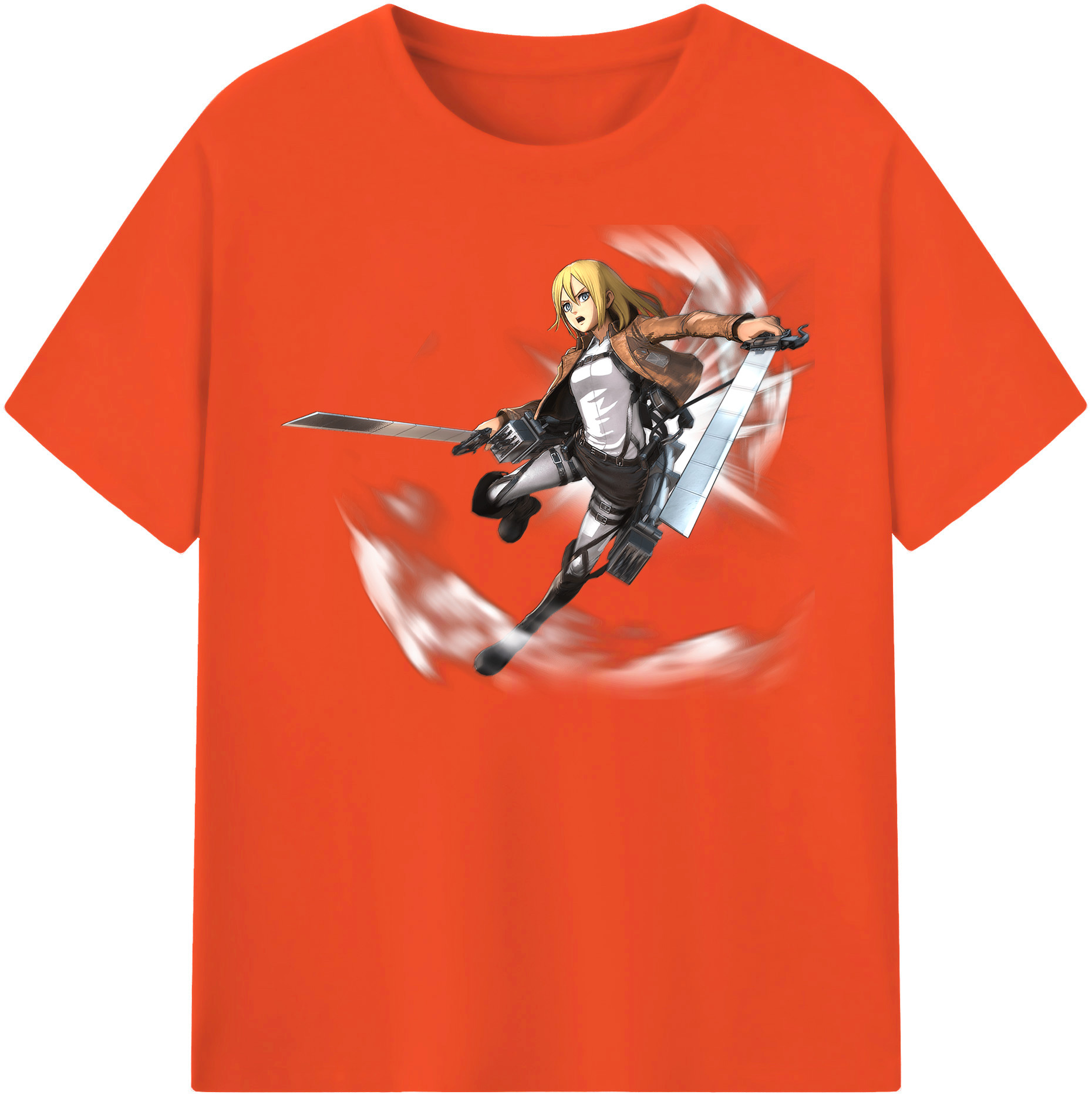 （画像用） 進撃の巨人 クリスタ·レンズ Attack on Titan Christa Lenz 綿100％半袖Tシャツ（フロントプリント）