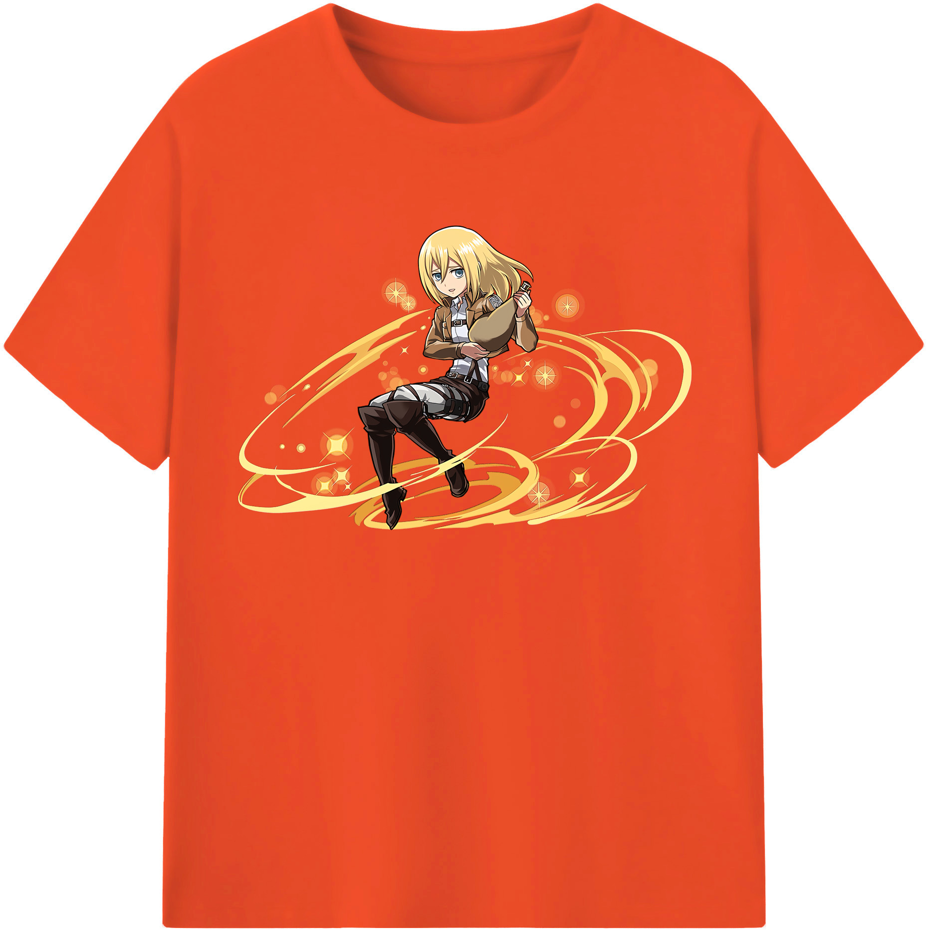 （画像用） 進撃の巨人 クリスタ·レンズ Attack on Titan Christa Lenz 綿100％半袖Tシャツ（フロントプリント）