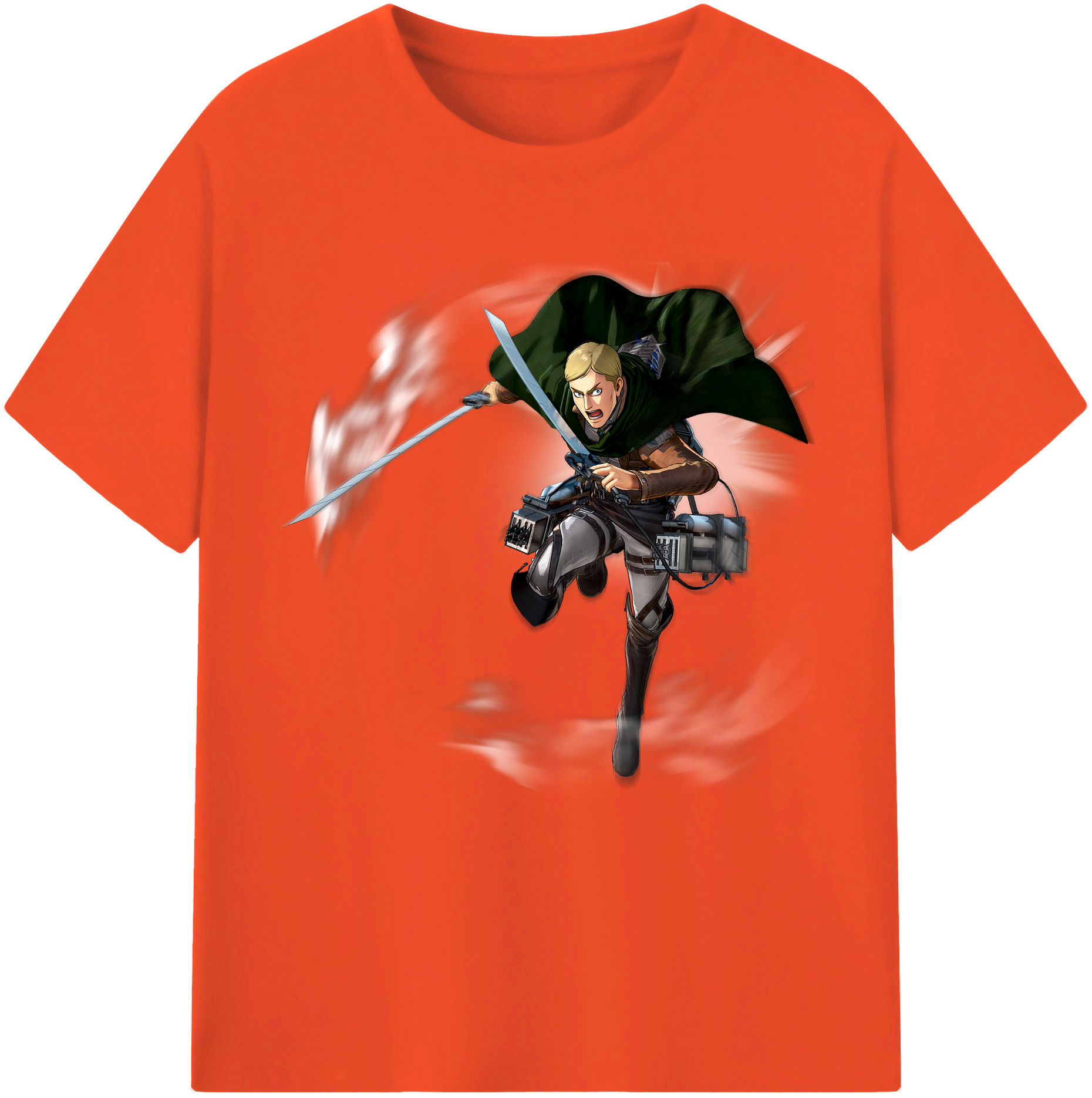 （画像用） 進撃の巨人 エルヴィン・スミス Attack on Titan Erwin Smith 綿100％半袖Tシャツ（フロントプリント）