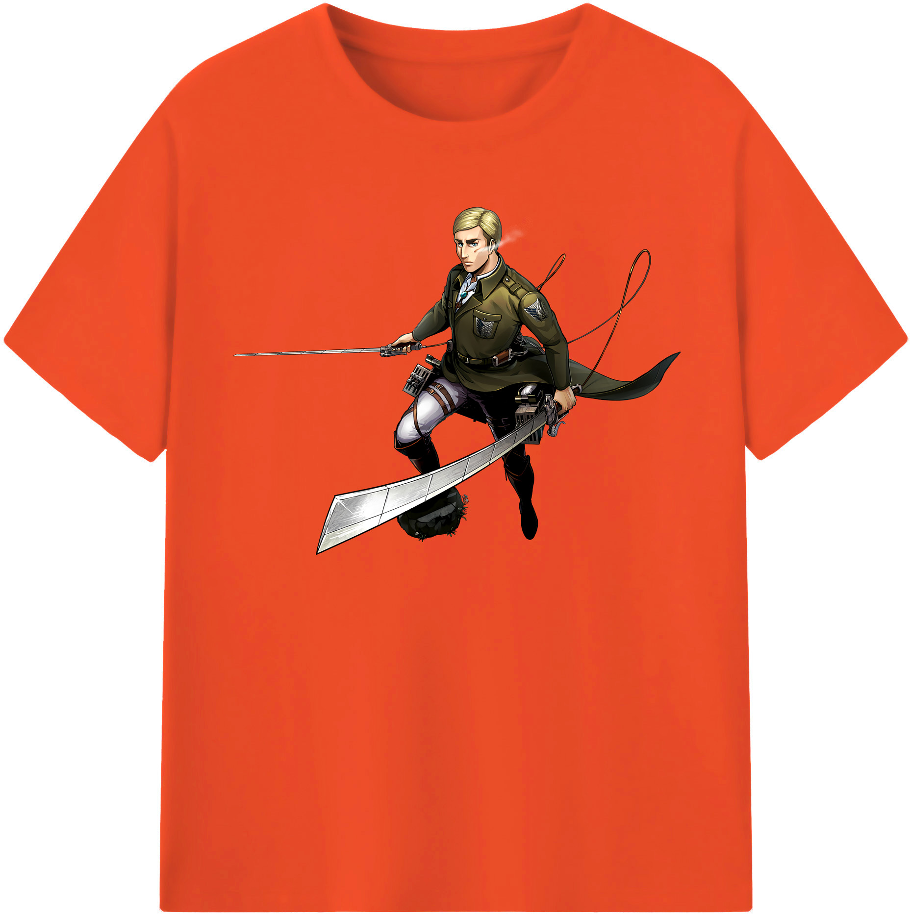 （画像用） 進撃の巨人 エルヴィン・スミス Attack on Titan Erwin Smith 綿100％半袖Tシャツ（フロントプリント）