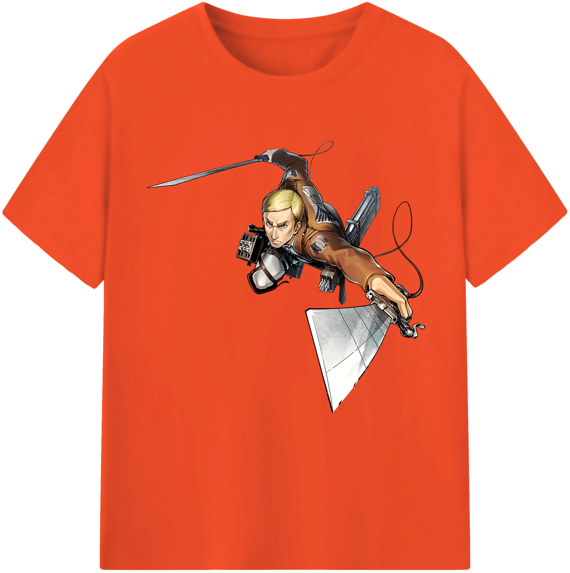 （画像用） 進撃の巨人 エルヴィン・スミス Attack on Titan Erwin Smith 綿100％半袖Tシャツ（フロントプリント）