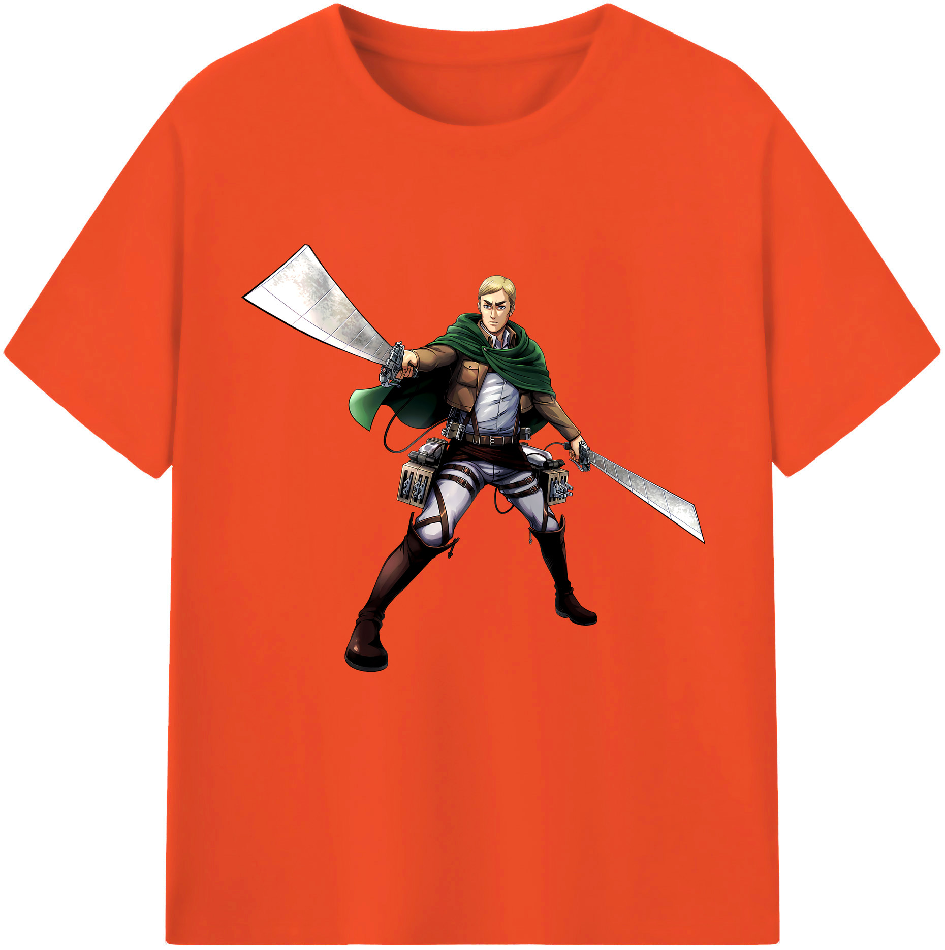 （画像用） 進撃の巨人 エルヴィン・スミス Attack on Titan Erwin Smith 綿100％半袖Tシャツ（フロントプリント）