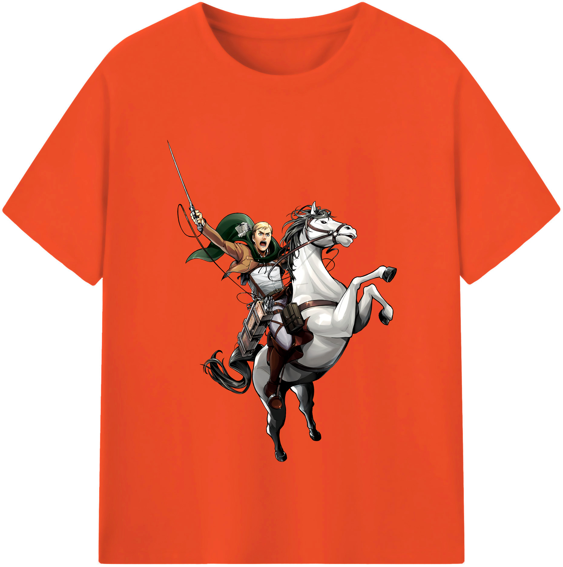 （画像用） 進撃の巨人 エルヴィン・スミス Attack on Titan Erwin Smith 綿100％半袖Tシャツ（フロントプリント）