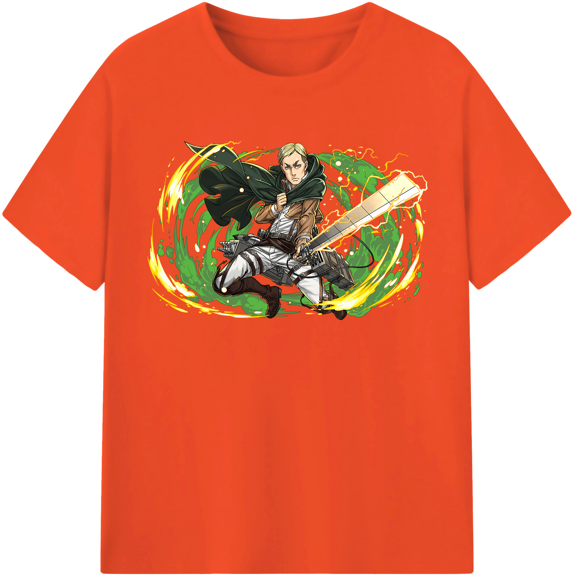 （画像用） 進撃の巨人 エルヴィン・スミス Attack on Titan Erwin Smith 綿100％半袖Tシャツ（フロントプリント）