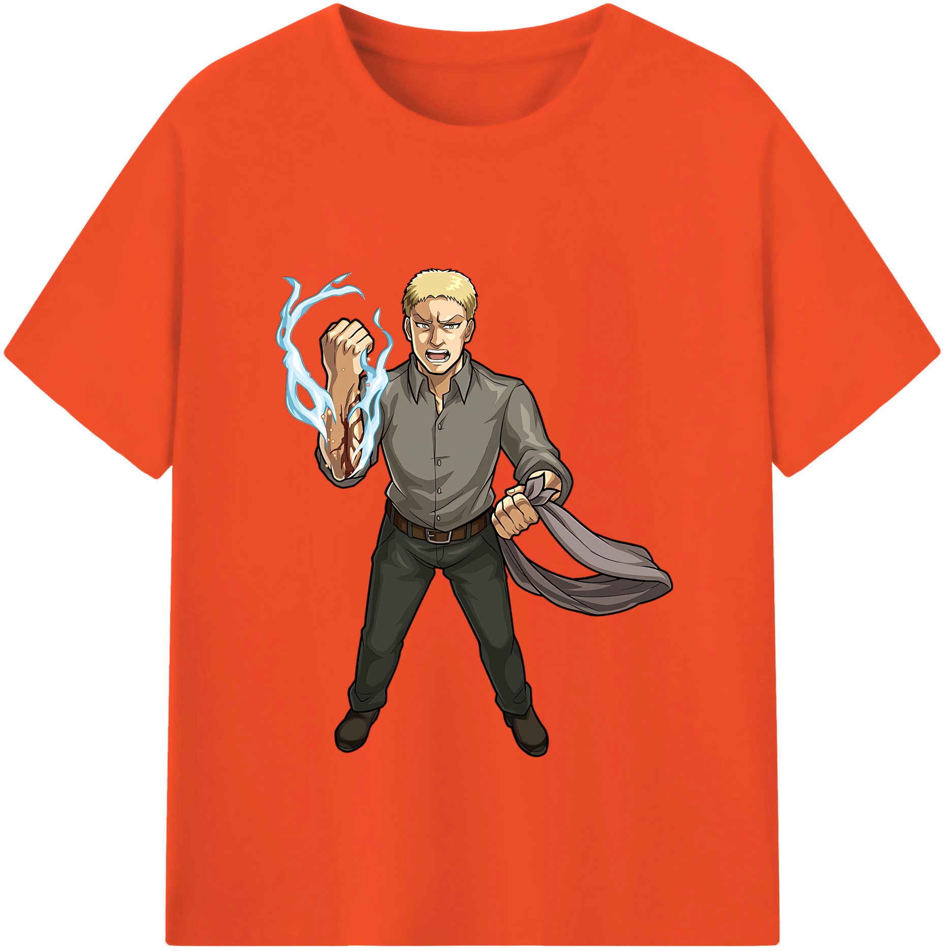（画像用） 進撃の巨人 ライナー・ブラウン Attack on Titan Reiner Braun 綿100％半袖Tシャツ（フロントプリント）