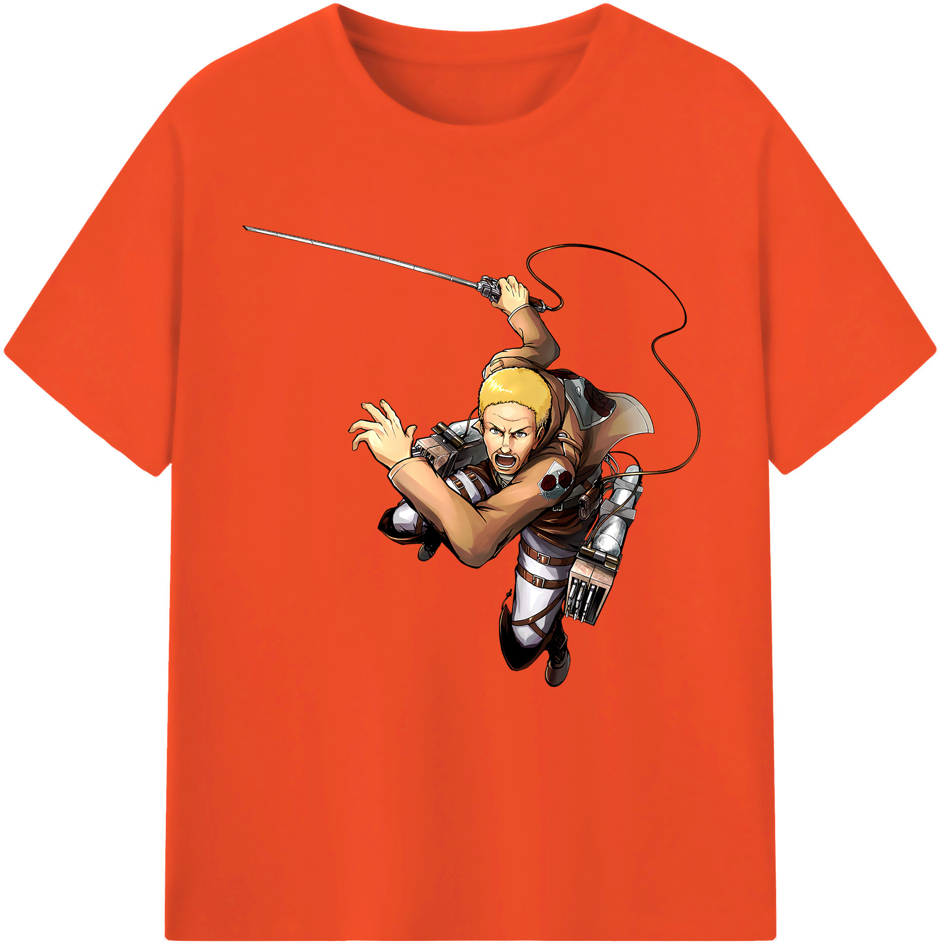 （画像用） 進撃の巨人 ハンネス Attack on Titan Hannes 綿100％半袖Tシャツ（フロントプリント）