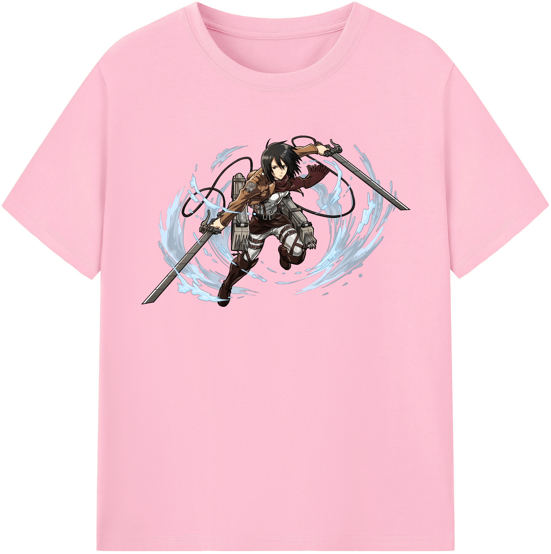（画像用） 進撃の巨人 ミカサ·アッカーマン Attack on Titan Mikasa Ackerman 綿100％半袖Tシャツ（フロントプリント）