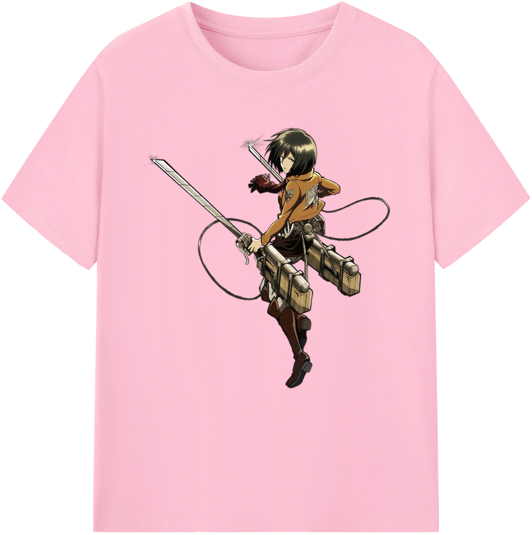 （画像用） 進撃の巨人 ミカサ·アッカーマン Attack on Titan Mikasa Ackerman 綿100％半袖Tシャツ（フロントプリント）