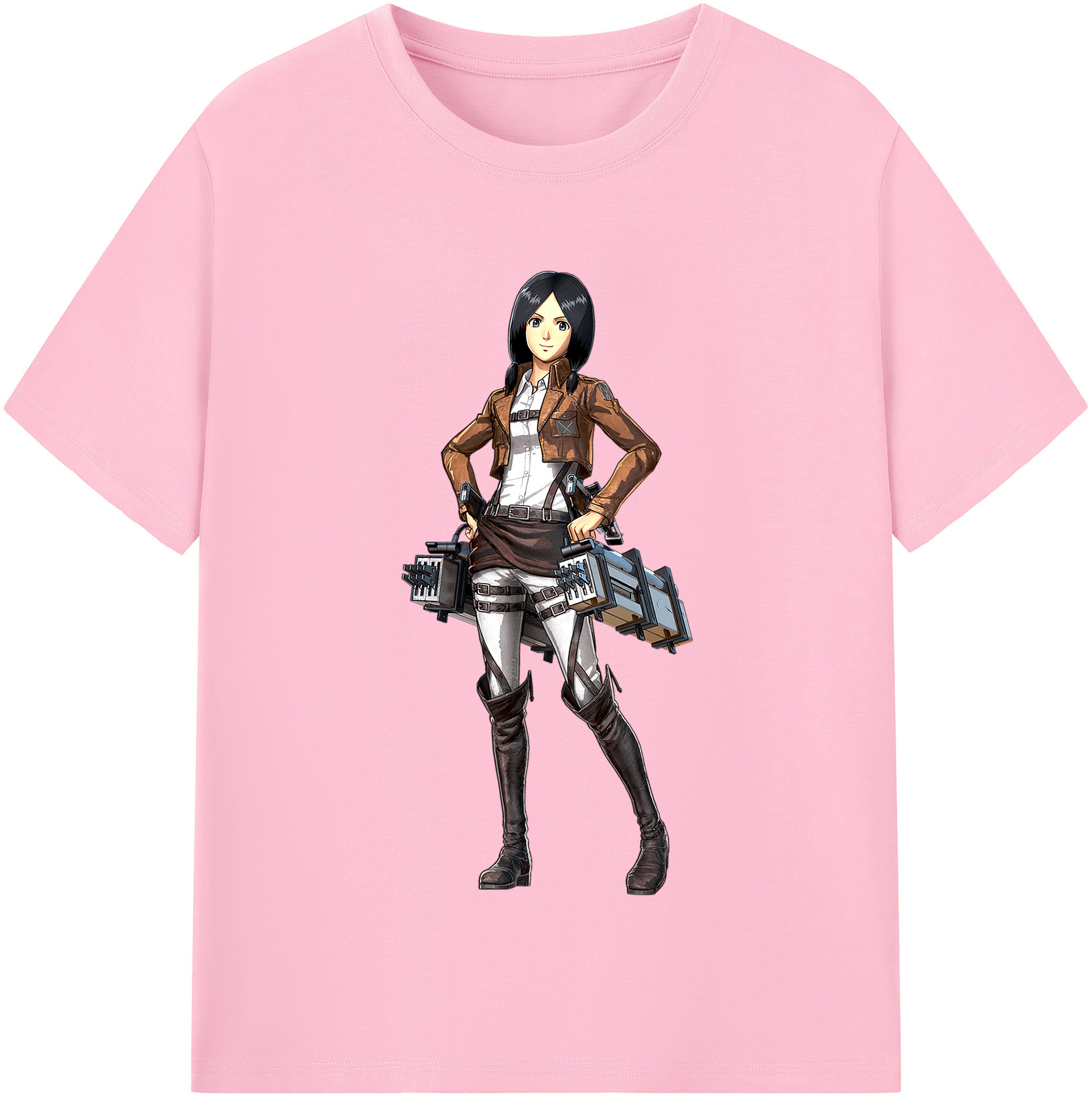 （画像用） 進撃の巨人 ミカサ·アッカーマン Attack on Titan Mikasa Ackerman 綿100％半袖Tシャツ（フロントプリント）