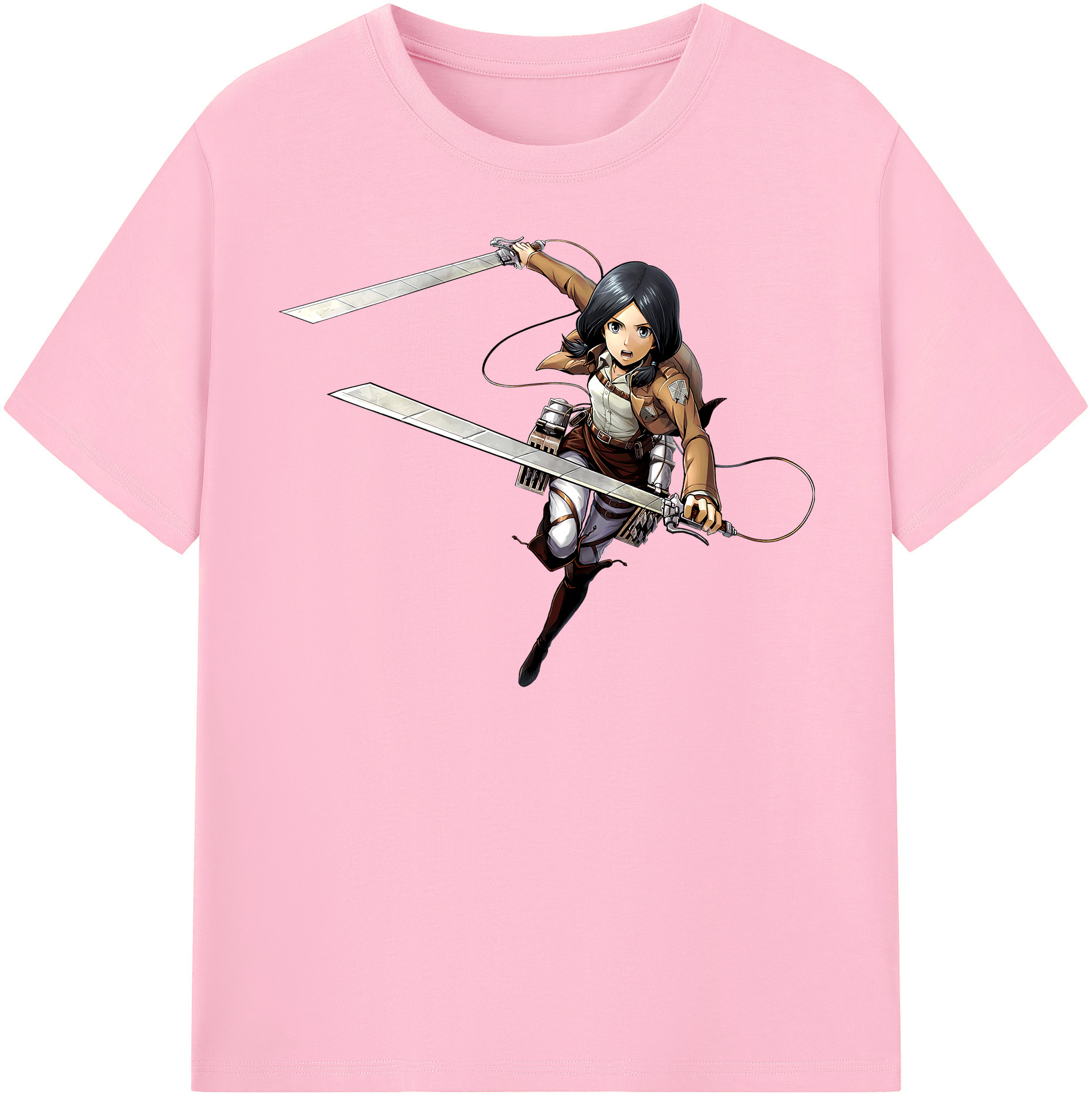 （画像用） 進撃の巨人 ミカサ·アッカーマン Attack on Titan Mikasa Ackerman 綿100％半袖Tシャツ（フロントプリント）