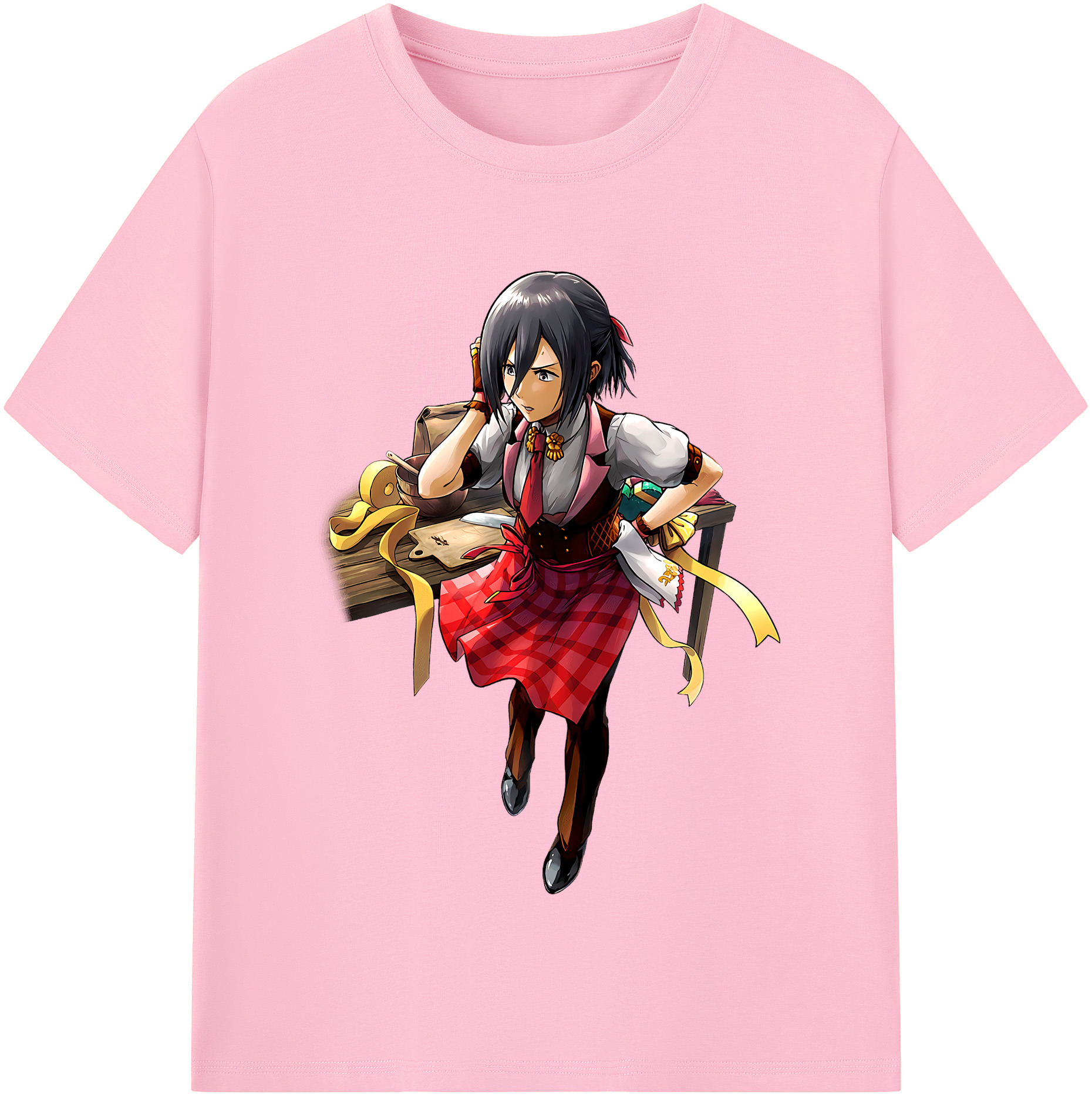 （画像用） 進撃の巨人 ミカサ·アッカーマン Attack on Titan Mikasa Ackerman 綿100％半袖Tシャツ（フロントプリント）