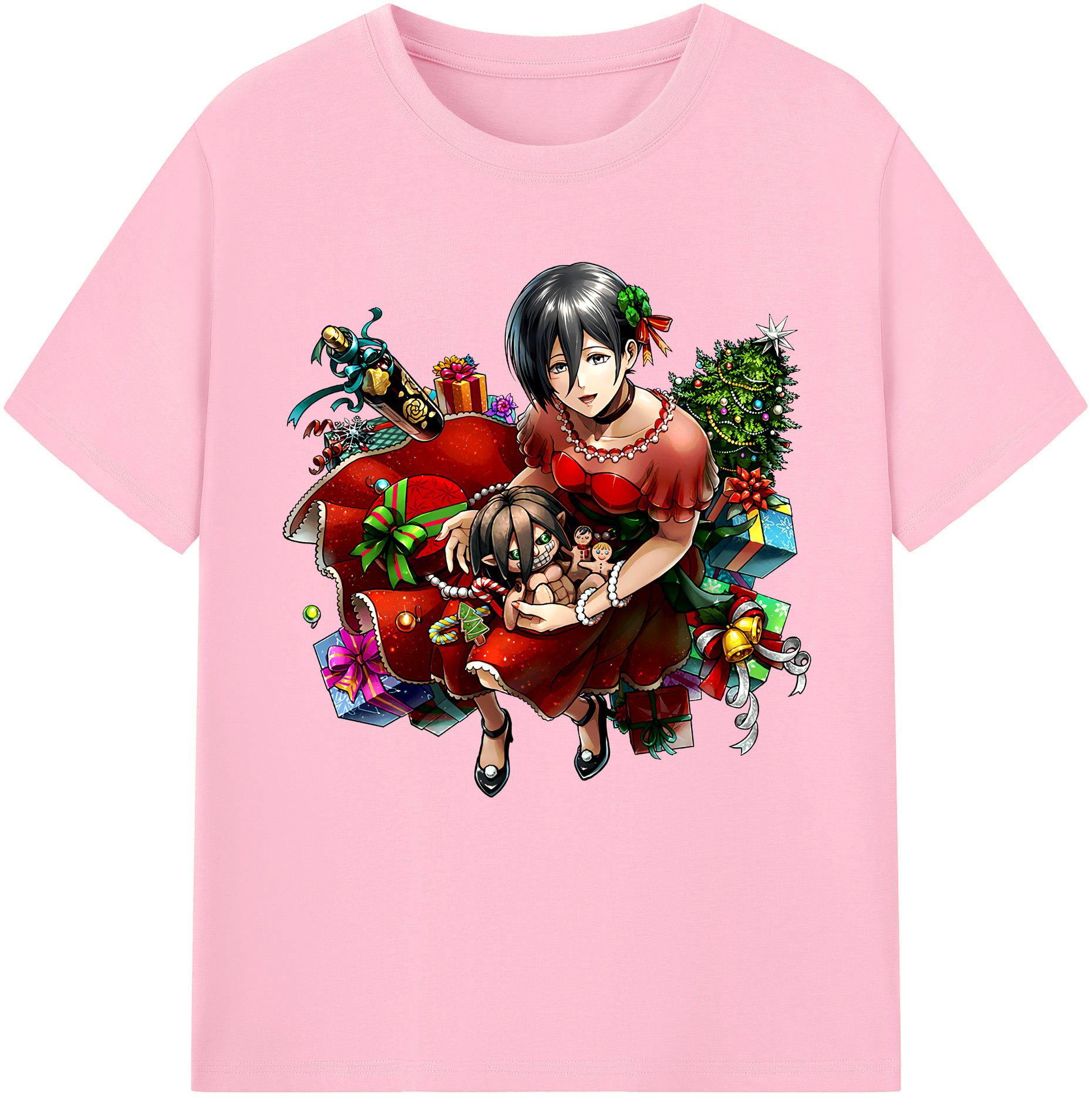 （画像用） 進撃の巨人 ミカサ·アッカーマン Attack on Titan Mikasa Ackerman 綿100％半袖Tシャツ（フロントプリント）