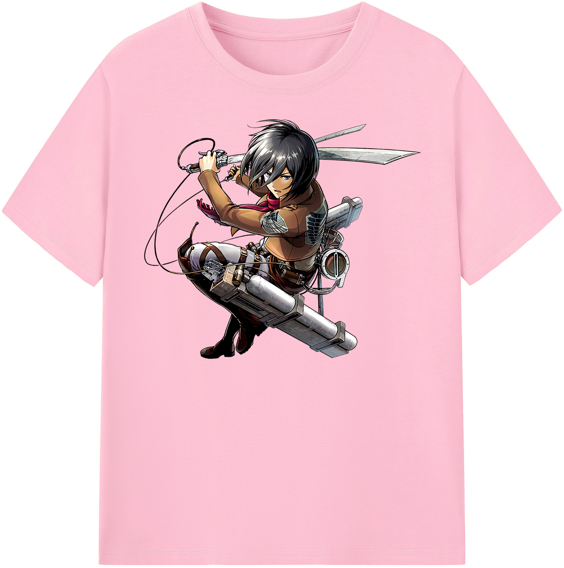 （画像用） 進撃の巨人 ミカサ·アッカーマン Attack on Titan Mikasa Ackerman 綿100％半袖Tシャツ（フロントプリント）