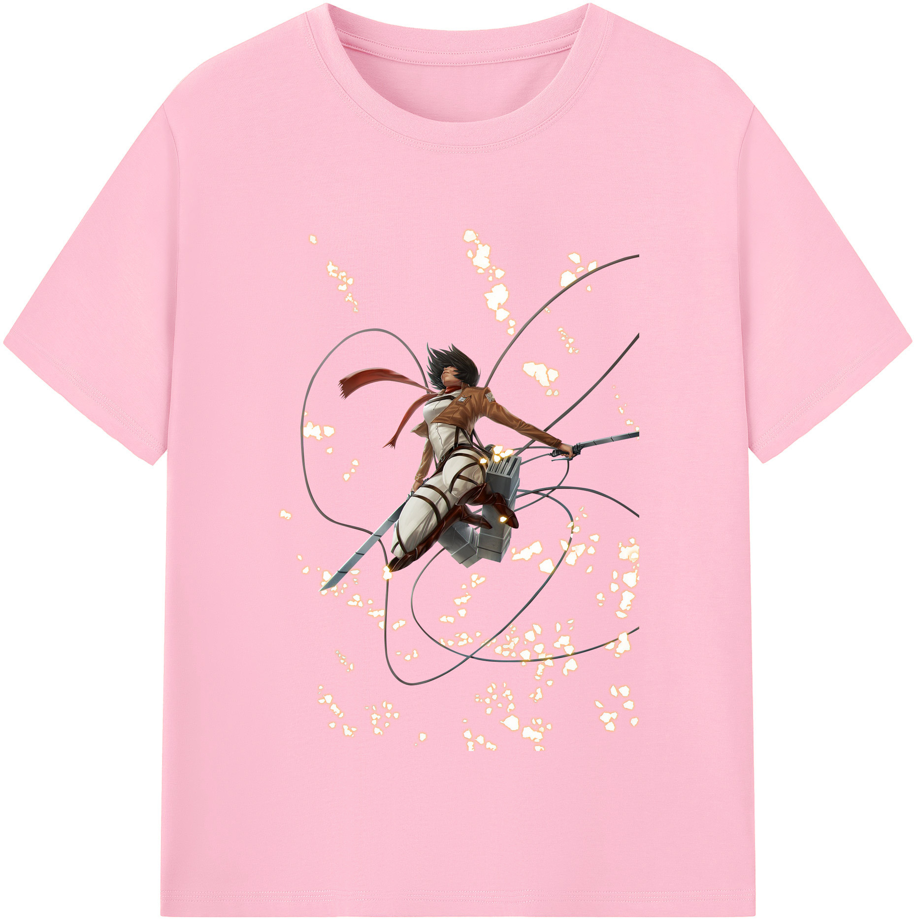 （画像用） 進撃の巨人 ミカサ·アッカーマン Attack on Titan Mikasa Ackerman 綿100％半袖Tシャツ（フロントプリント）