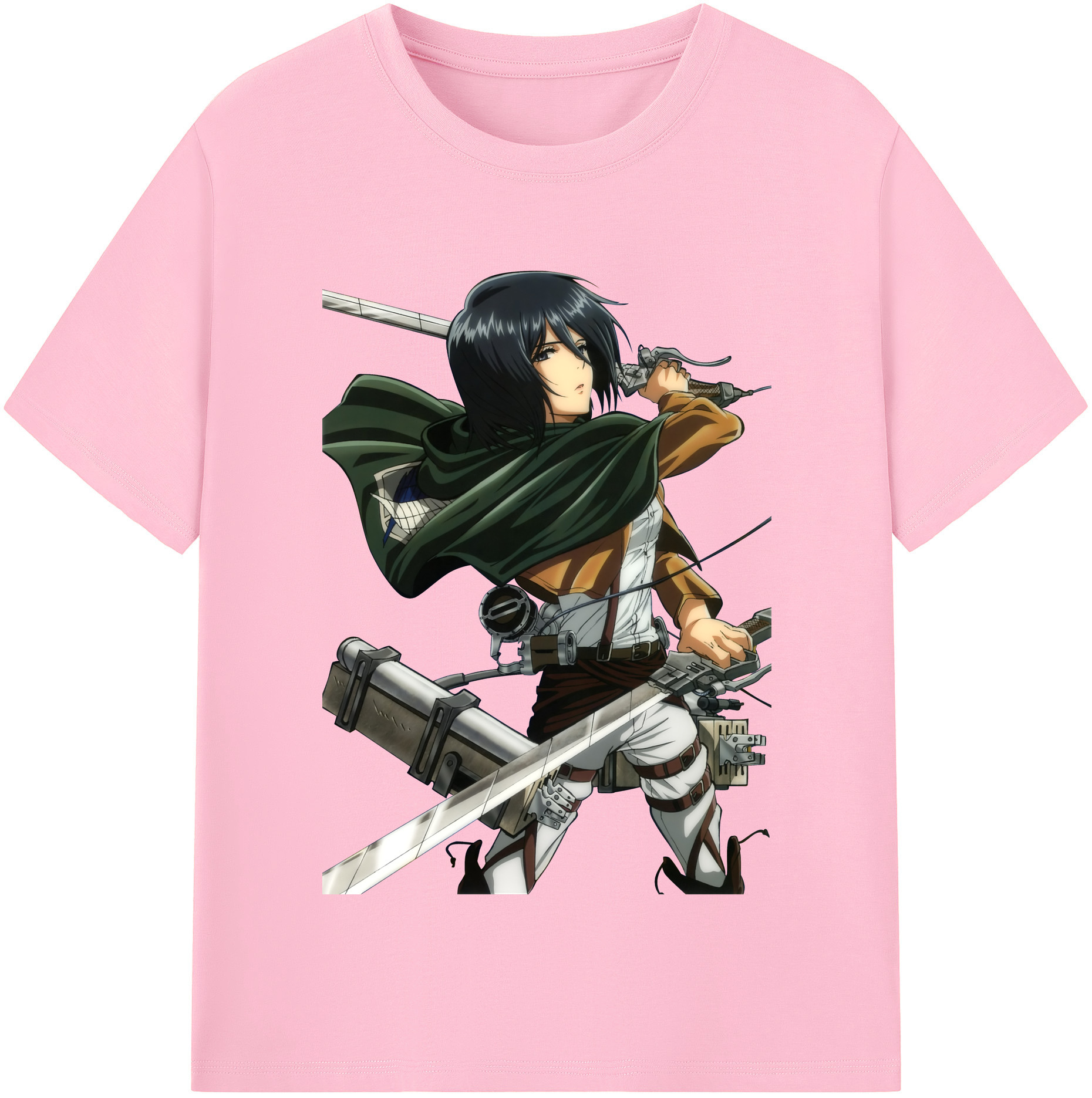 （画像用） 進撃の巨人 ミカサ·アッカーマン Attack on Titan Mikasa Ackerman 綿100％半袖Tシャツ（フロントプリント）