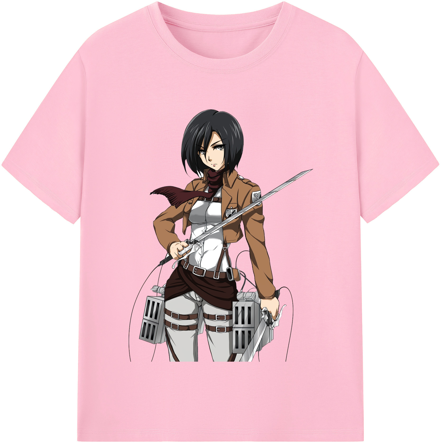 （画像用） 進撃の巨人 ミカサ·アッカーマン Attack on Titan Mikasa Ackerman 綿100％半袖Tシャツ（フロントプリント）